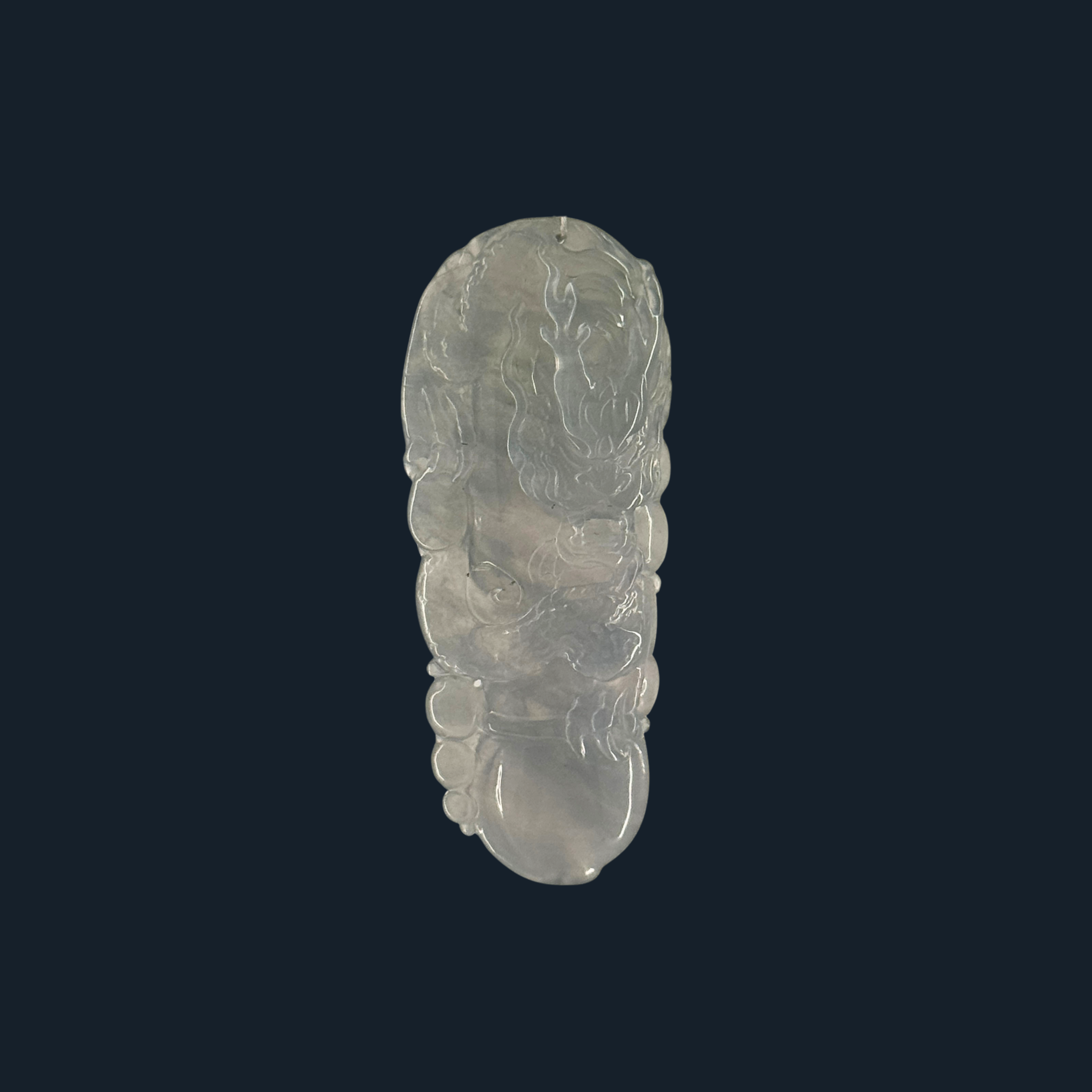 Type A Semi Icy Green Jade Dragon Pendant