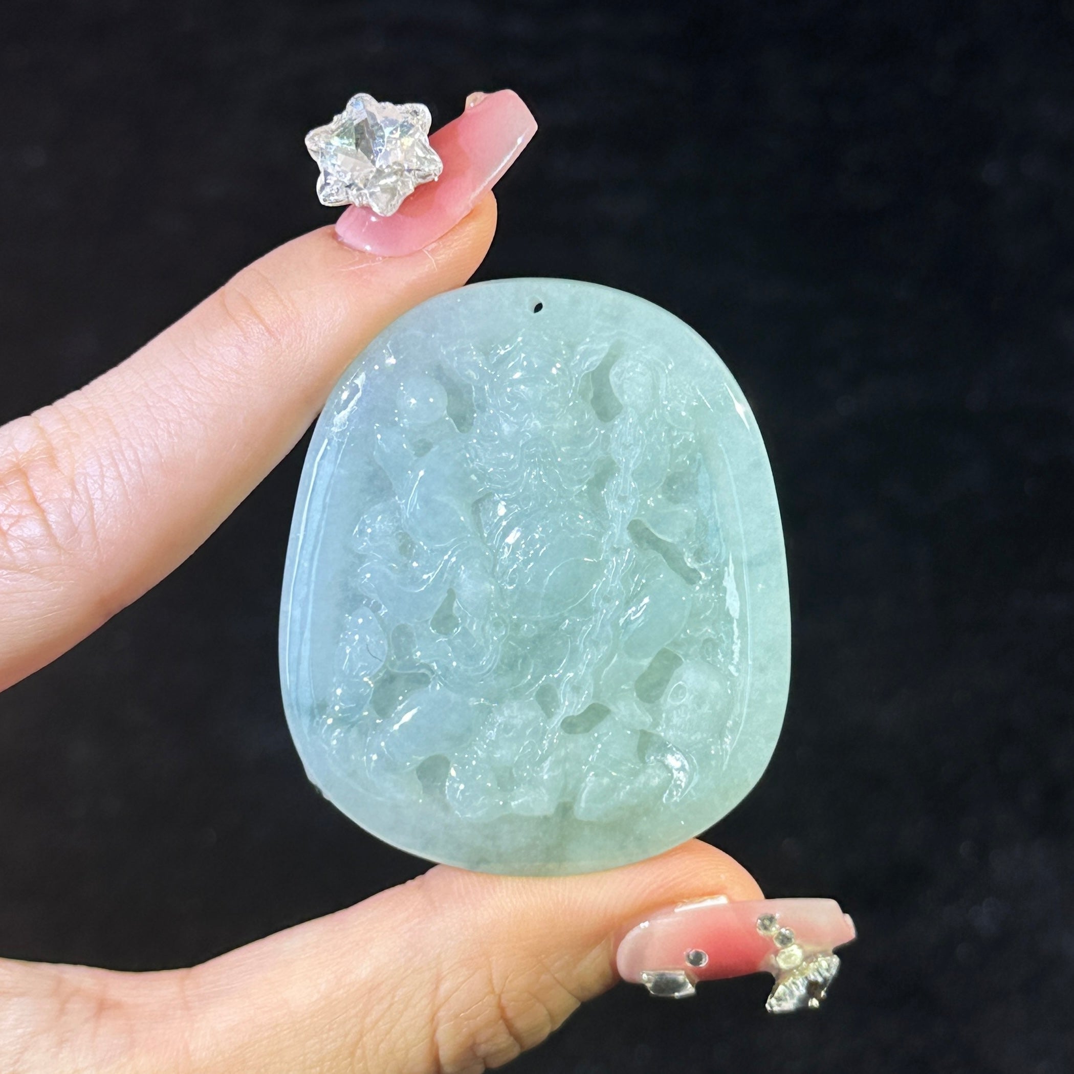 Type A Green Jade Zhong Kui Pendant