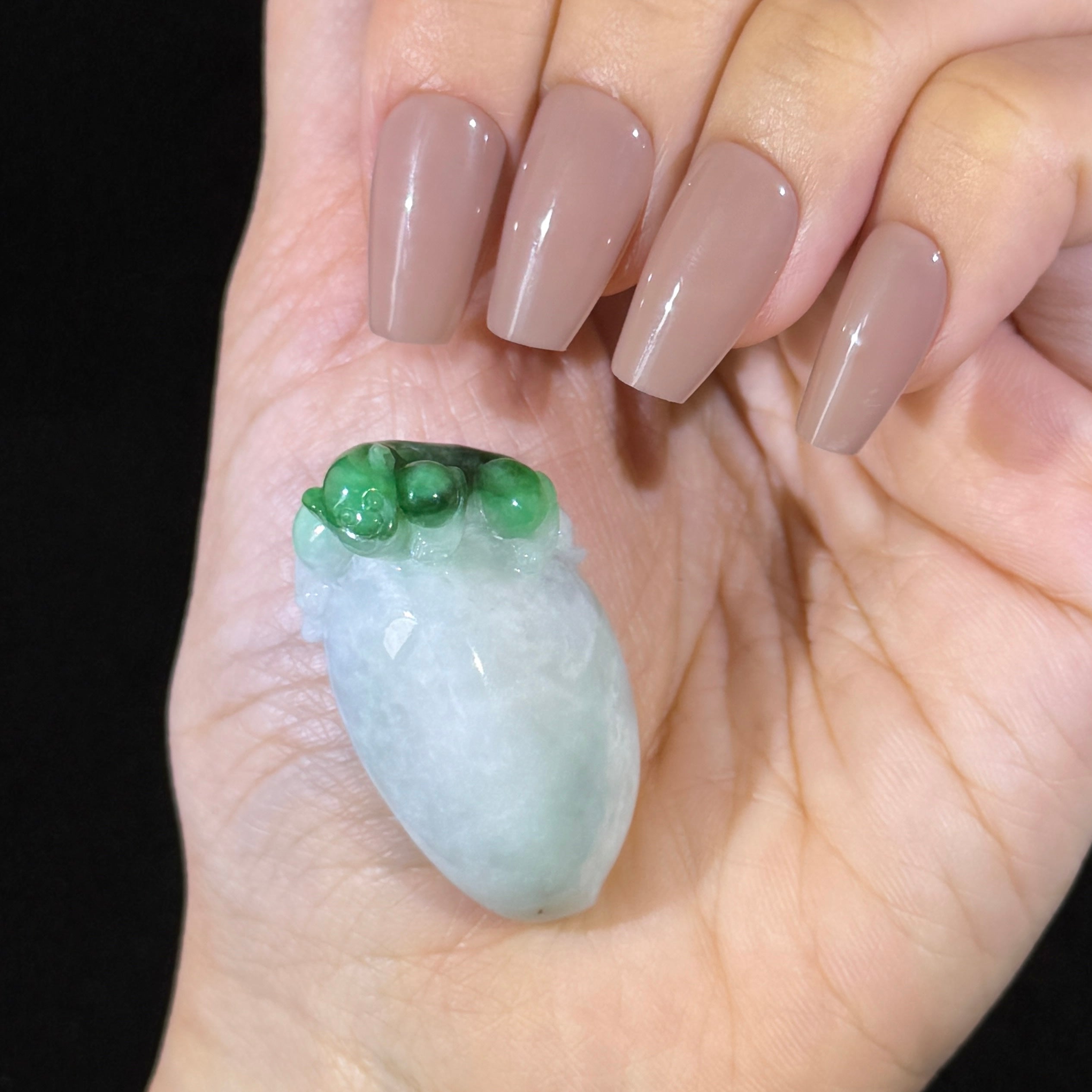 Type A Green Jade Monkey Offers Peach Pendant