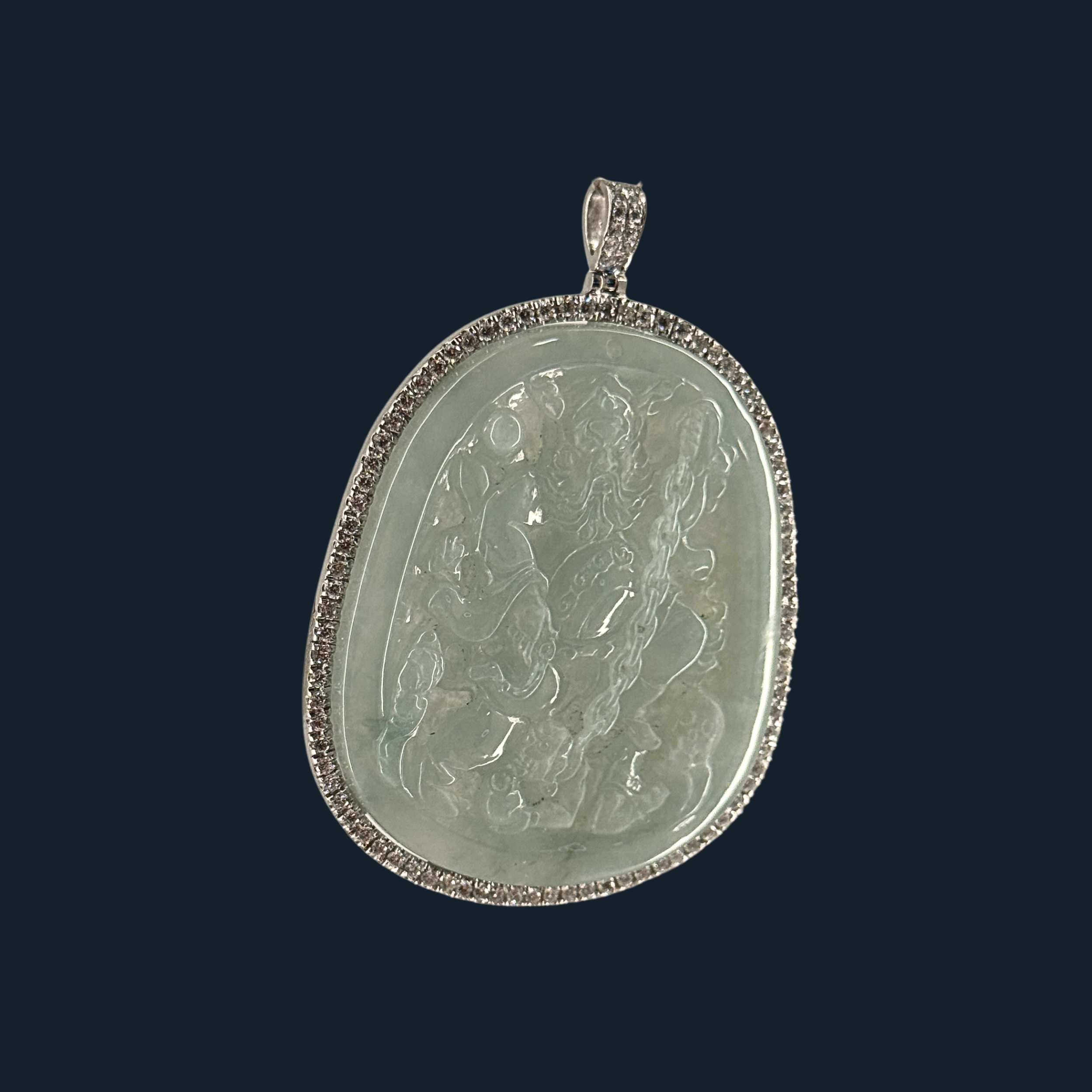 Type A Green Jade Zhong Kui Pendant
