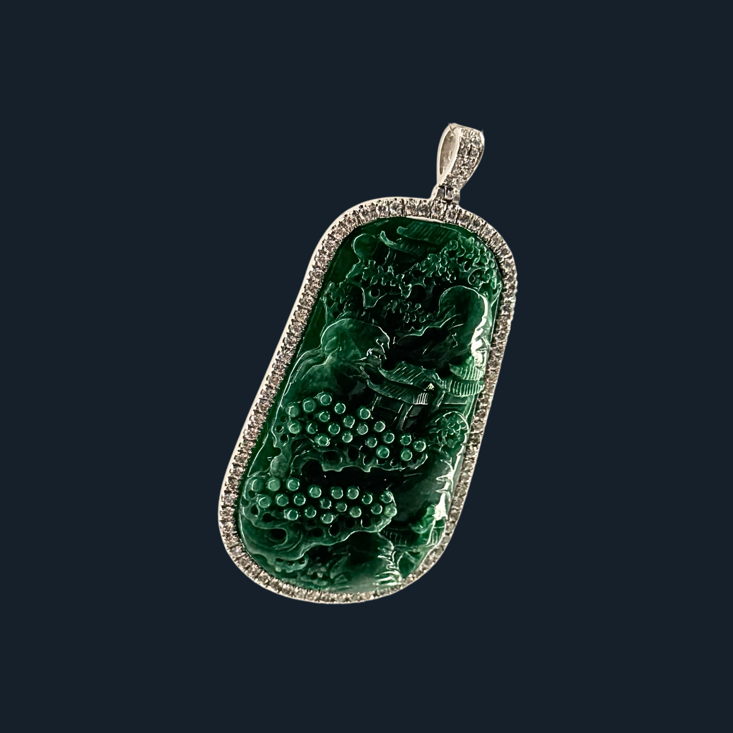 💎 ICED Full Green Jade Scenic Piece Shan Shui