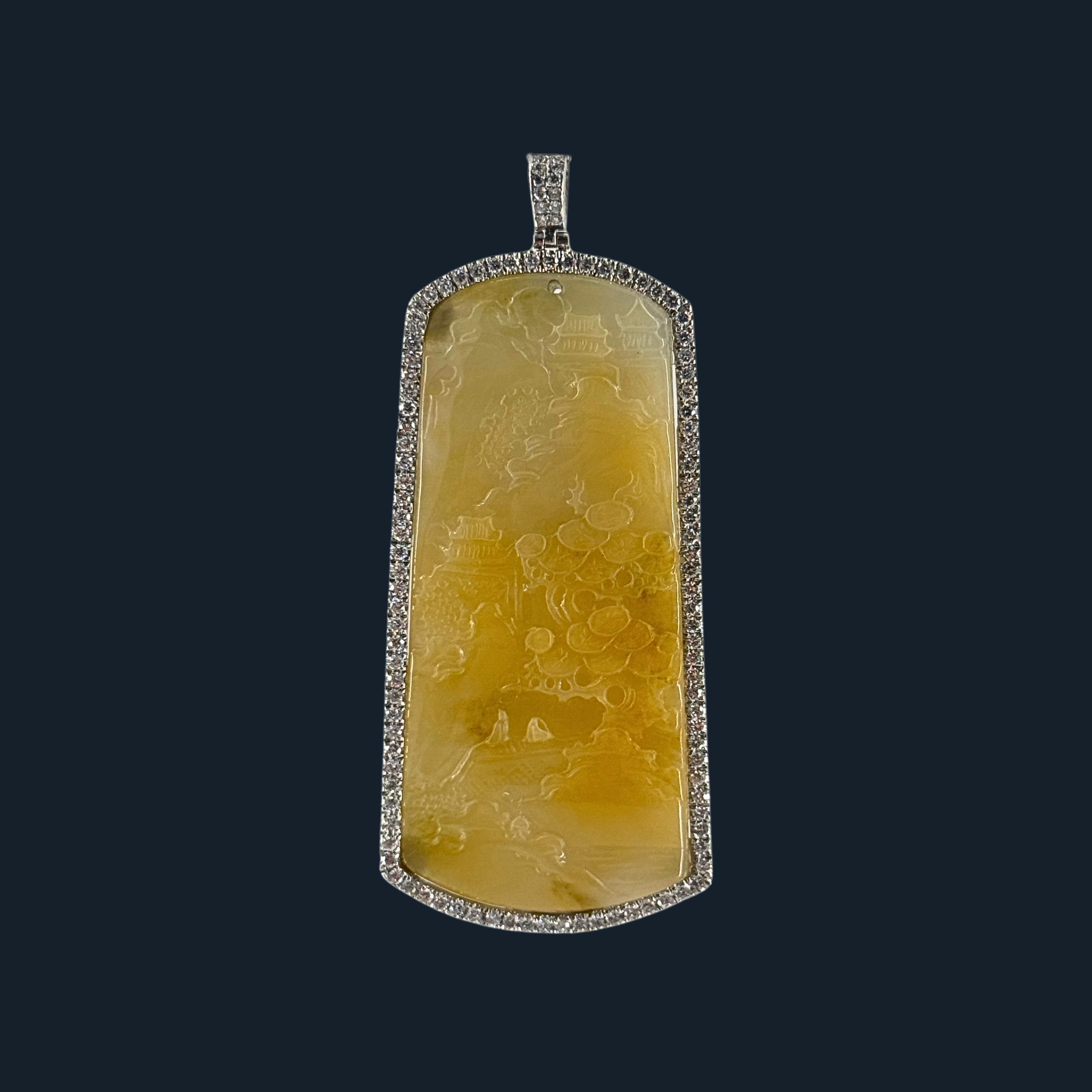 💎 ICED Yellow Jade Scenic Piece Shan Shui