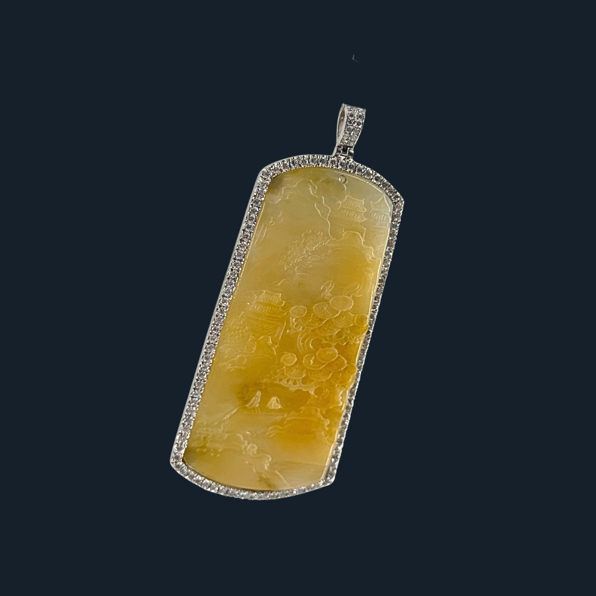 💎 ICED Yellow Jade Scenic Piece Shan Shui
