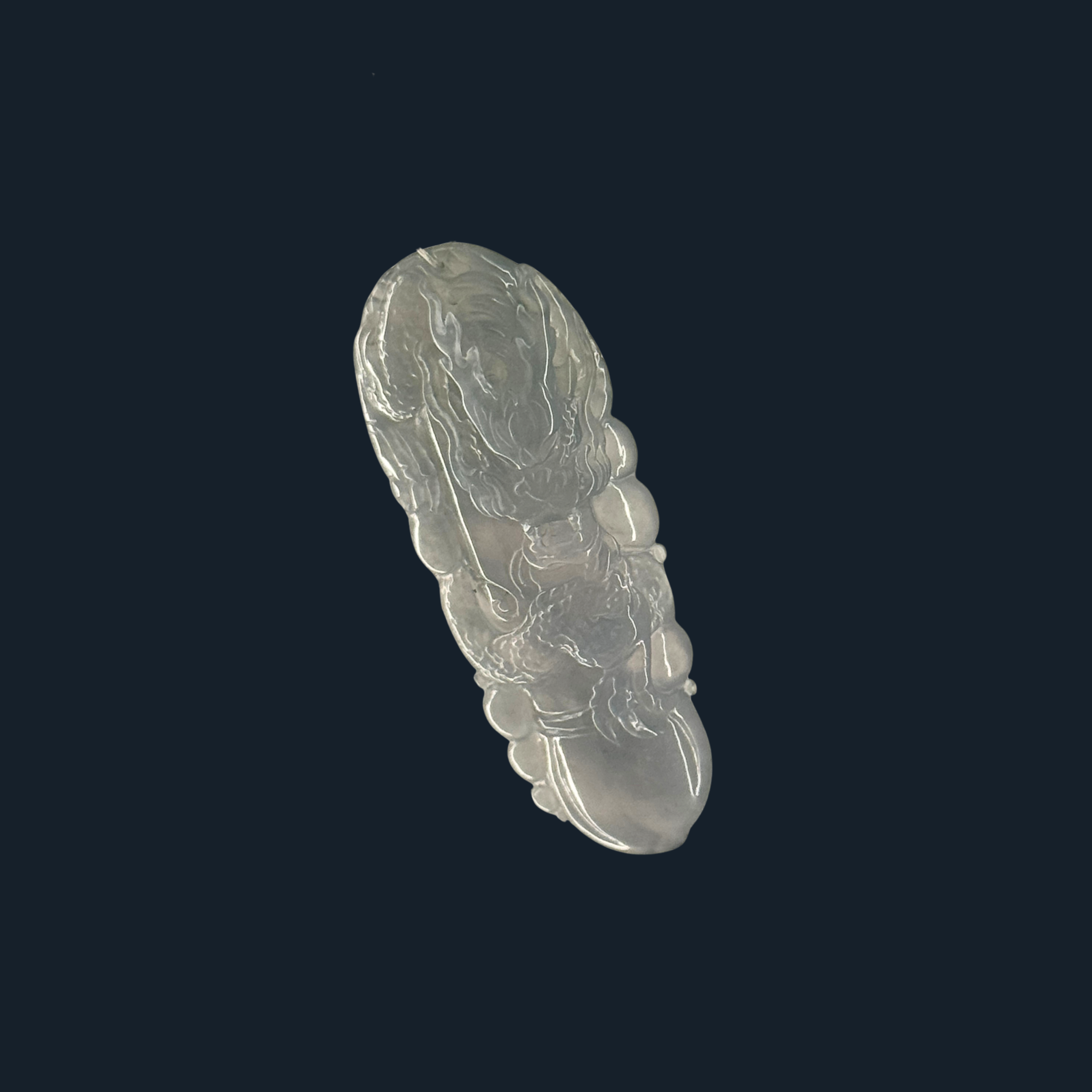 Type A Semi Icy Green Jade Dragon Pendant