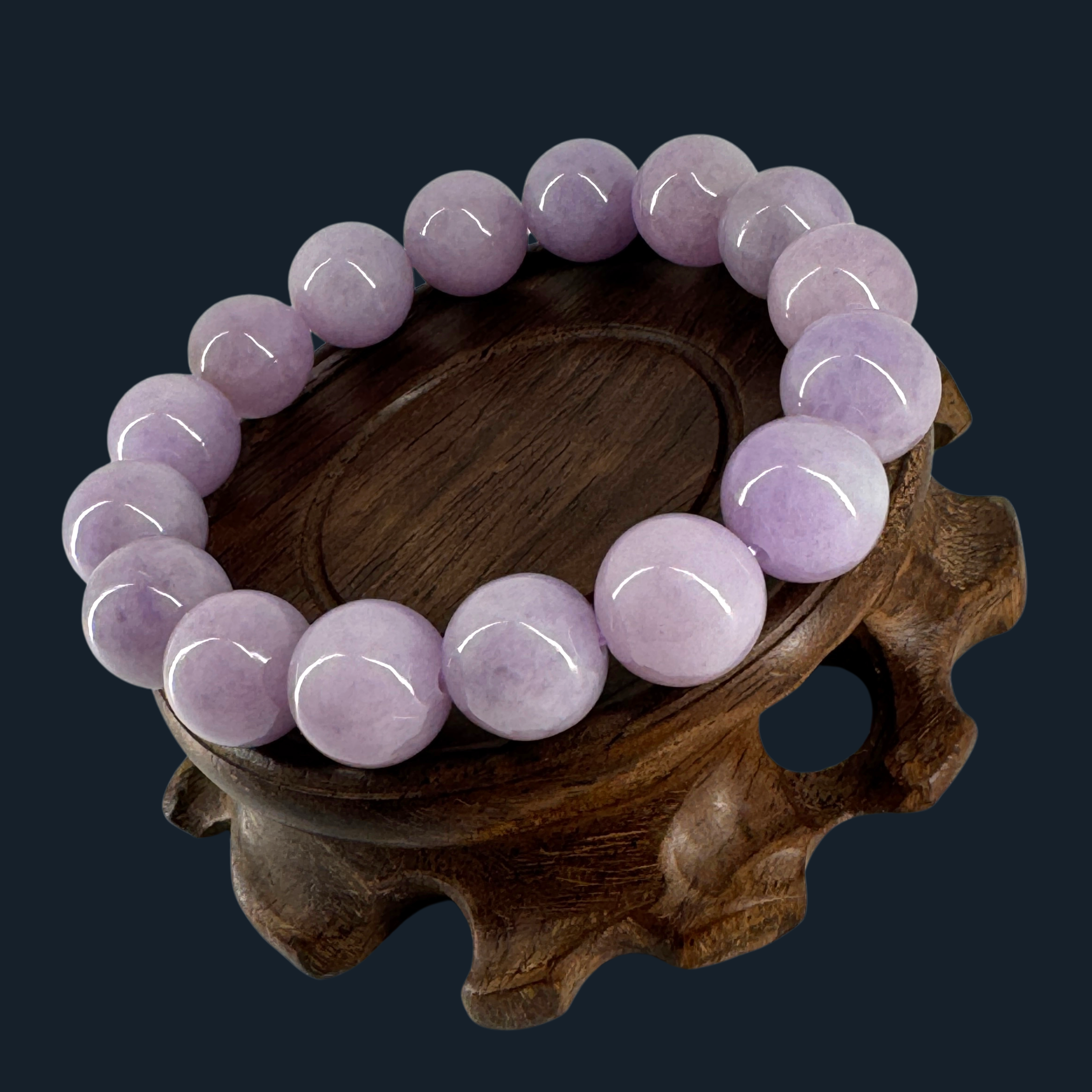 Type A Lavender Jade Beads Bracelet NGI Cert