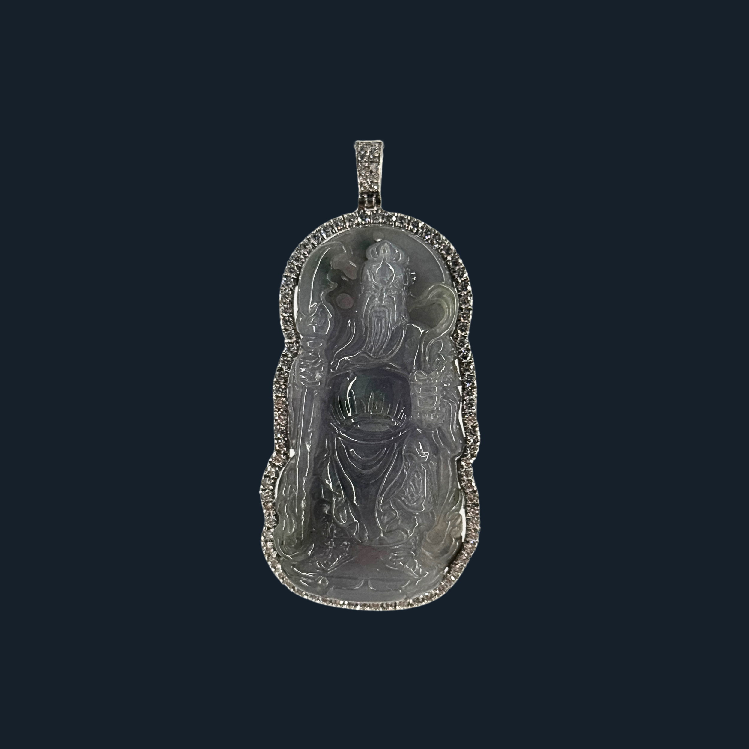 💎 ICED Black Jade Guan Gong Pendant
