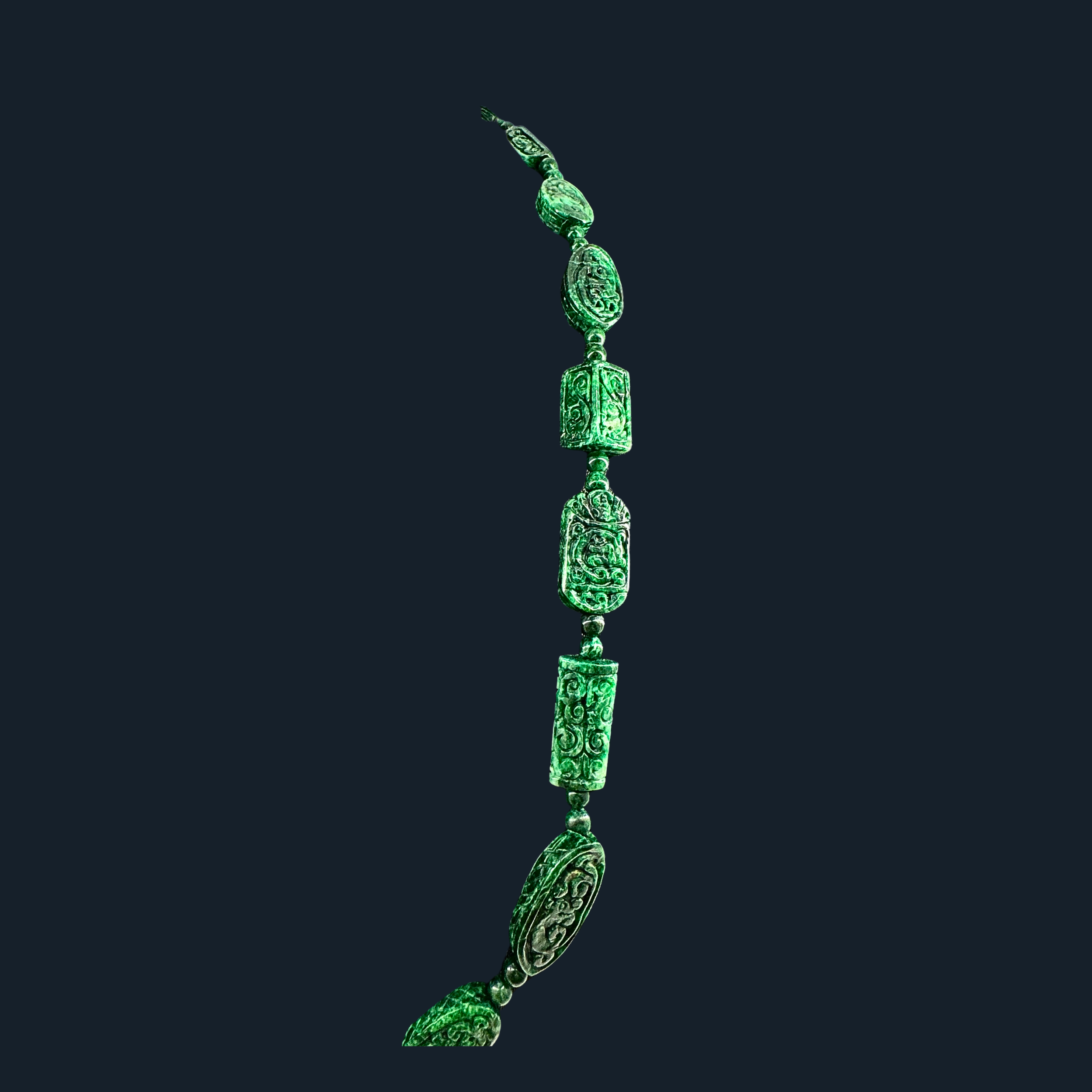 Type A Full Spicy Green Old Mine Jade Necklace NGI Cert