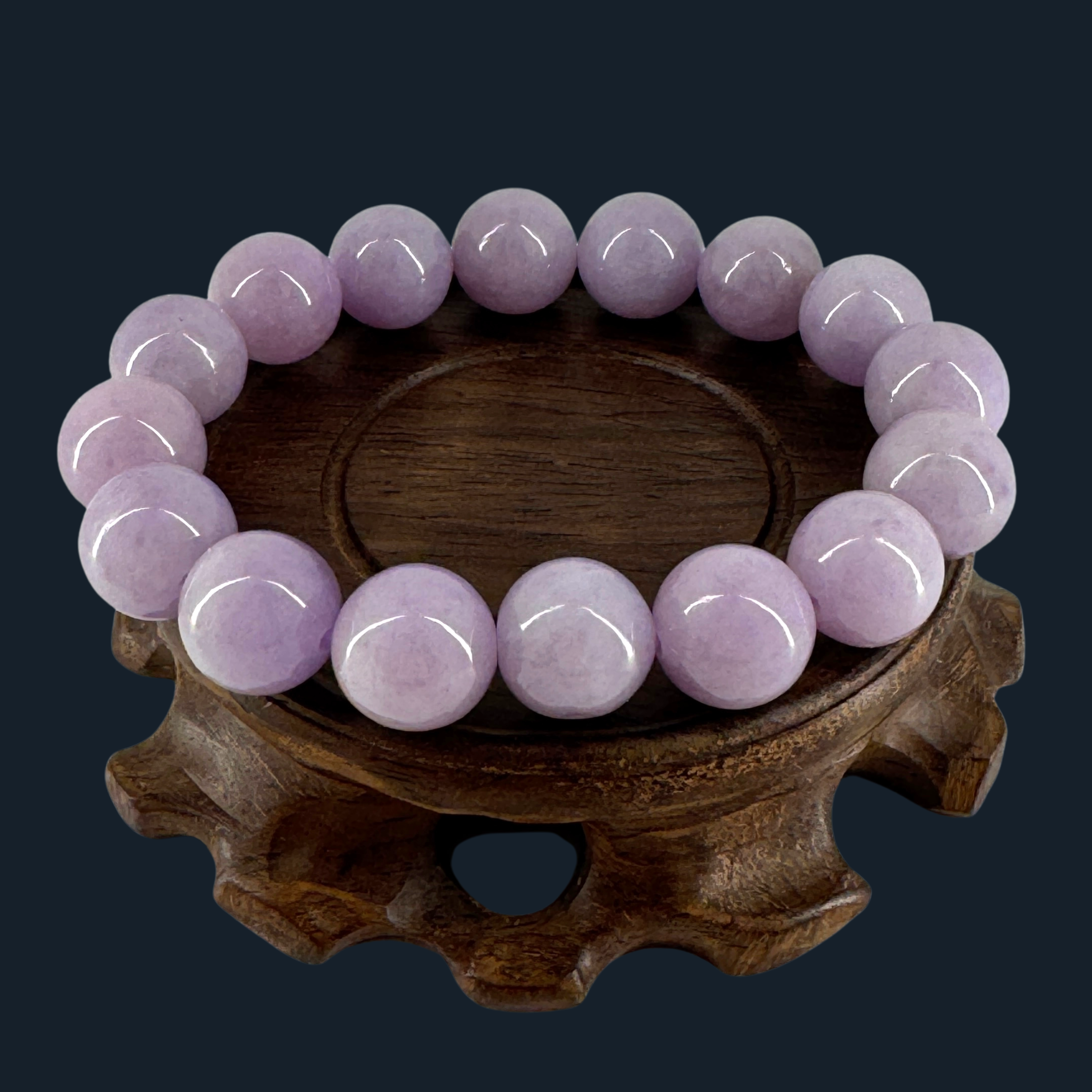 Type A Lavender Jade Beads Bracelet NGI Cert