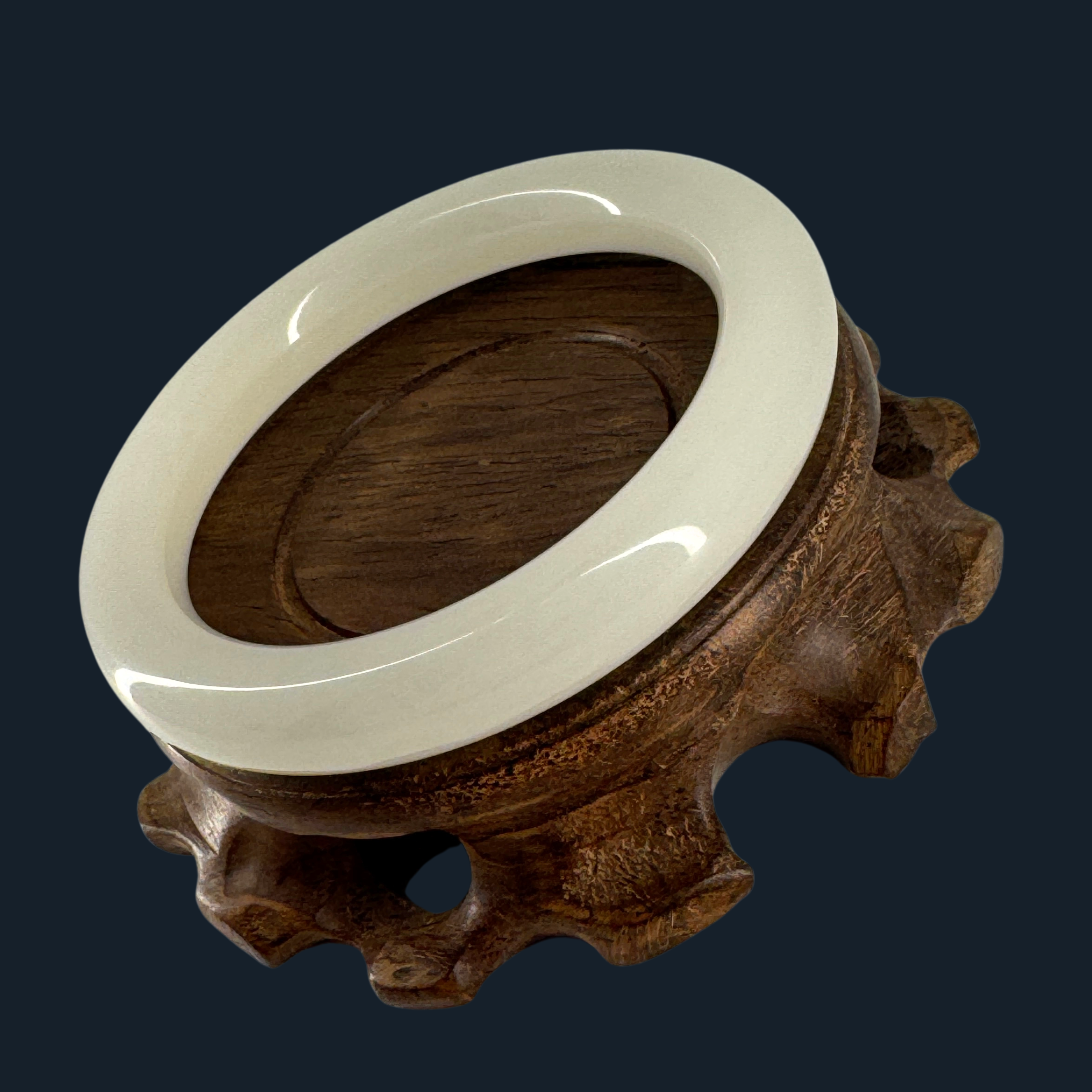 Natural Mutton Fat Nephrite Bangle NGI Cert