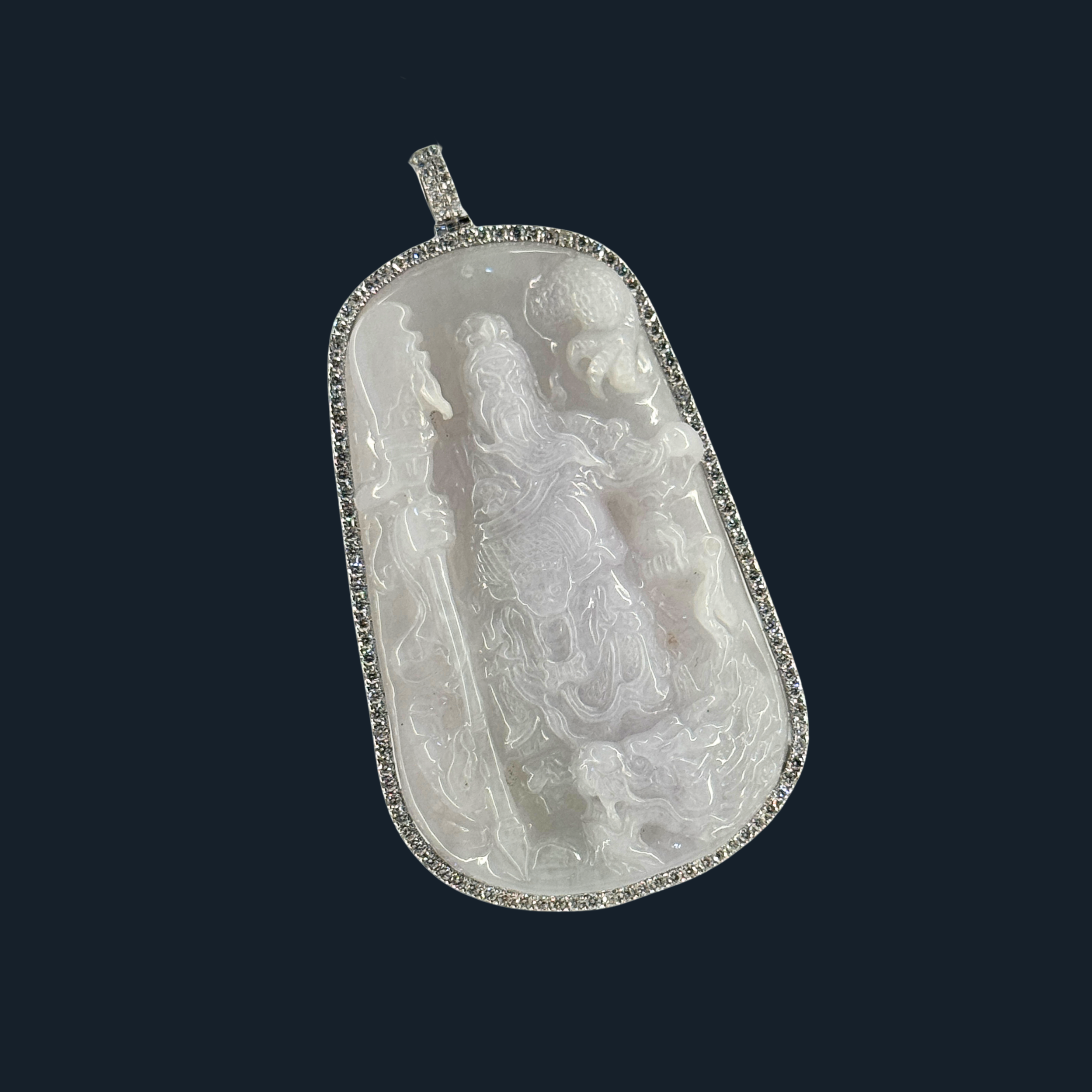 💎 ICED White Jade Guan Gong & Dragon