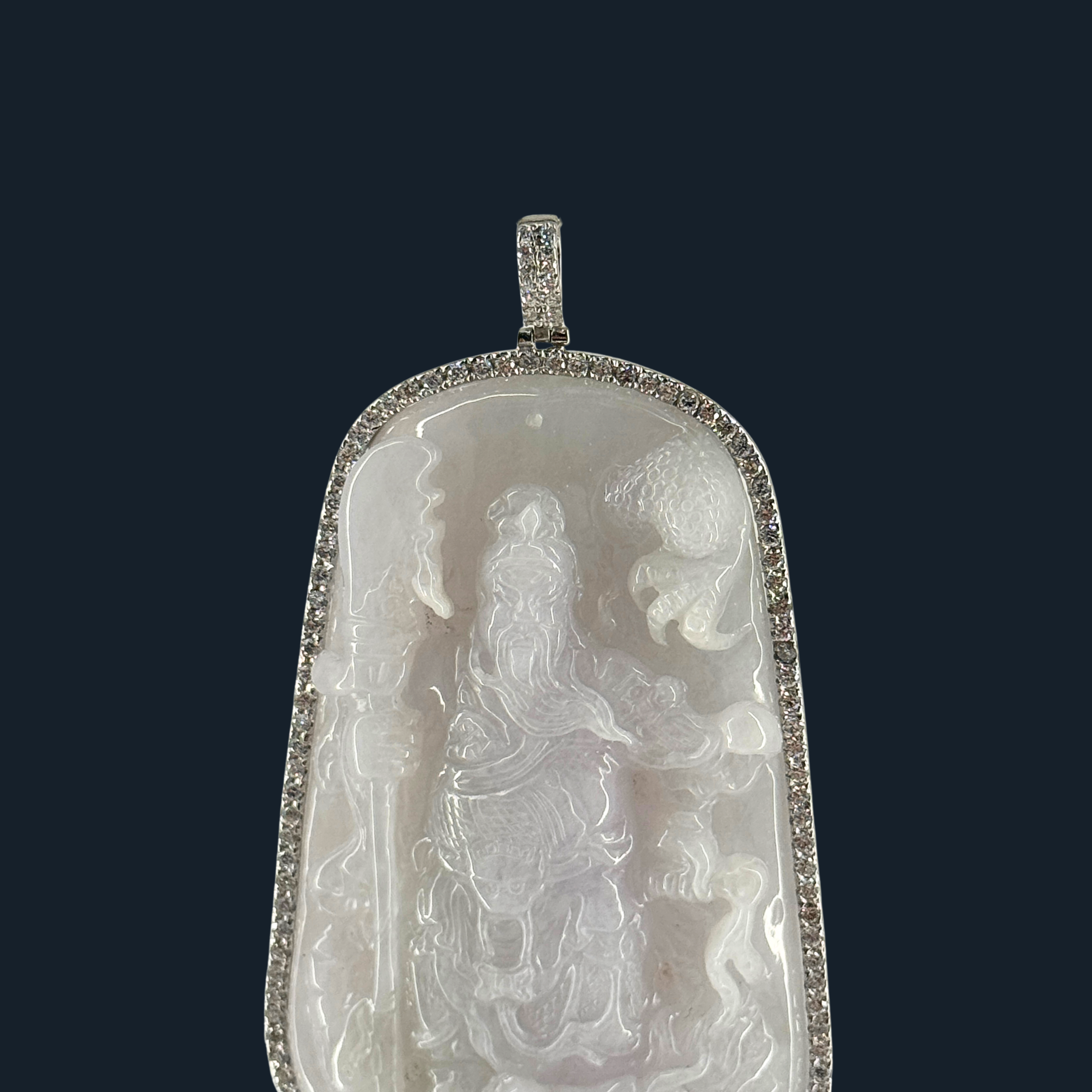 💎 ICED White Jade Guan Gong & Dragon