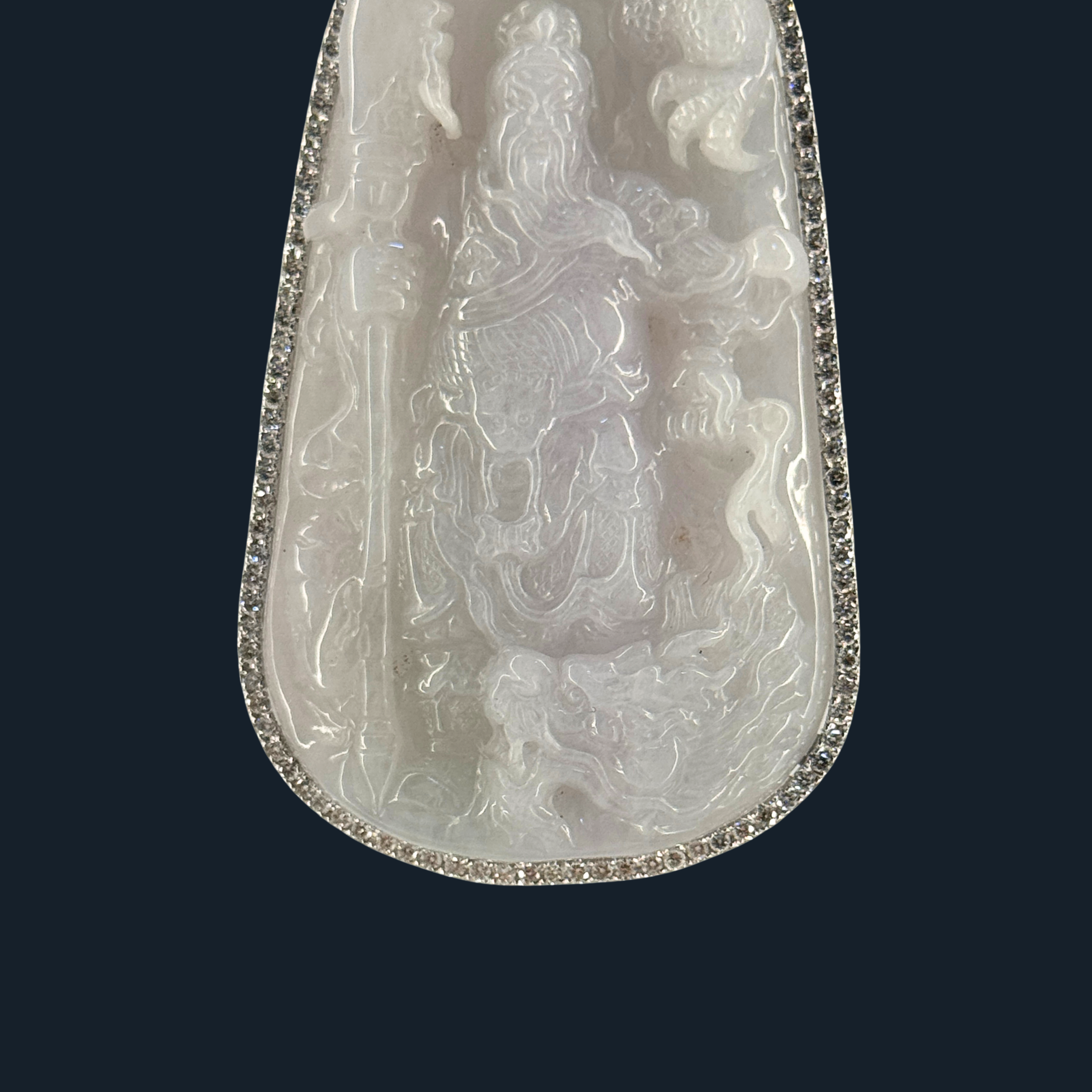 💎 ICED White Jade Guan Gong & Dragon