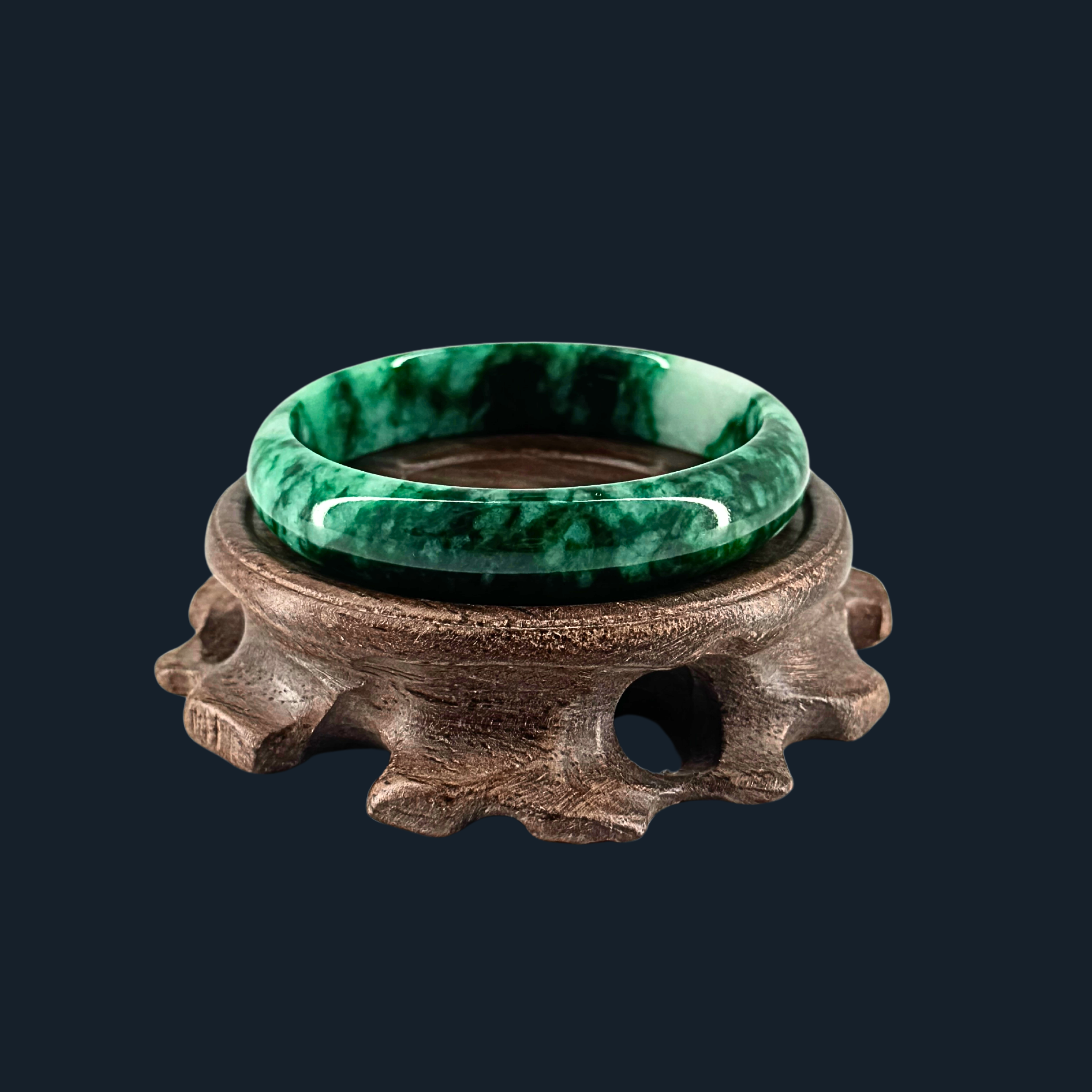 RARE Type A Intense Spicy Green Old Mine Jade Bangle