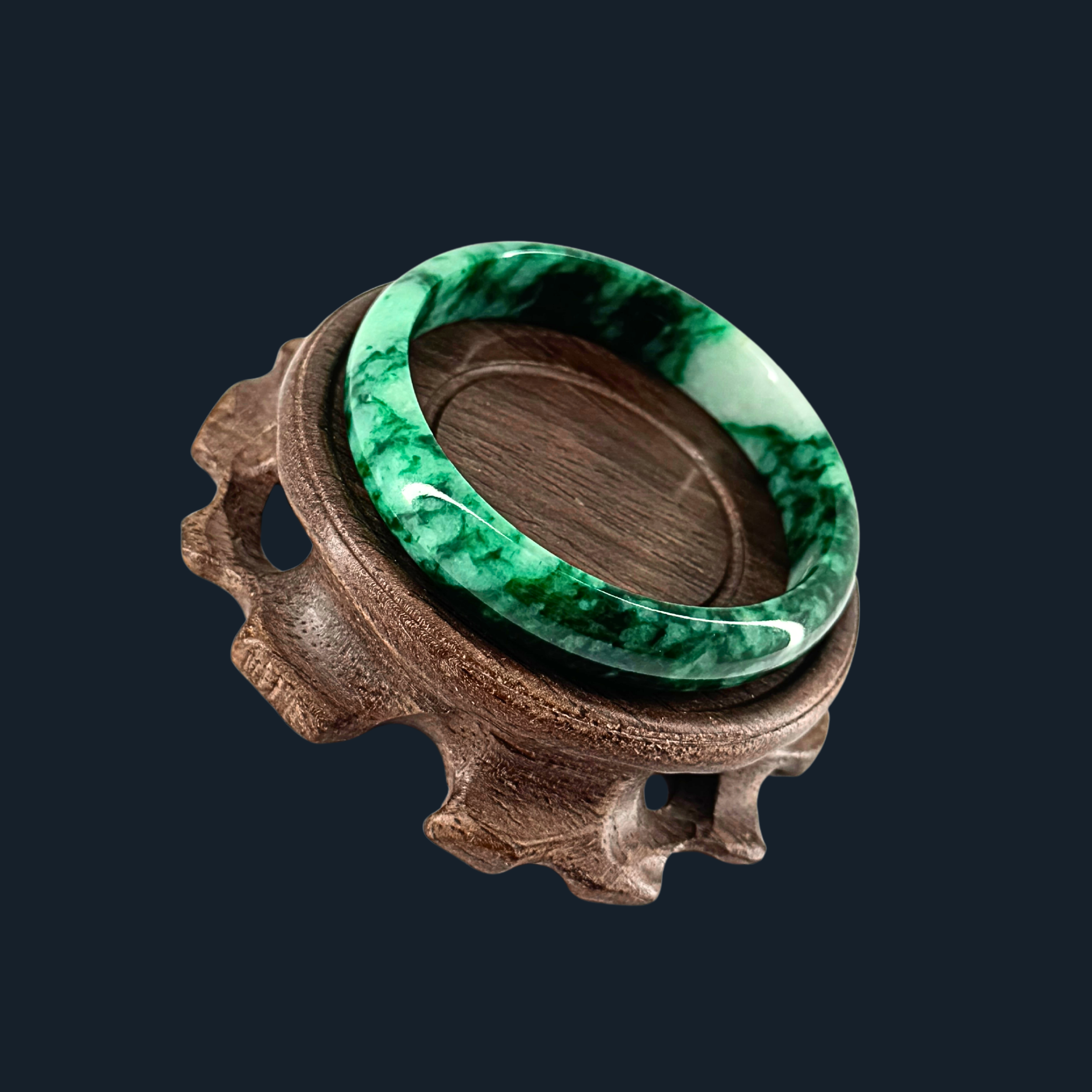 RARE Type A Intense Spicy Green Old Mine Jade Bangle