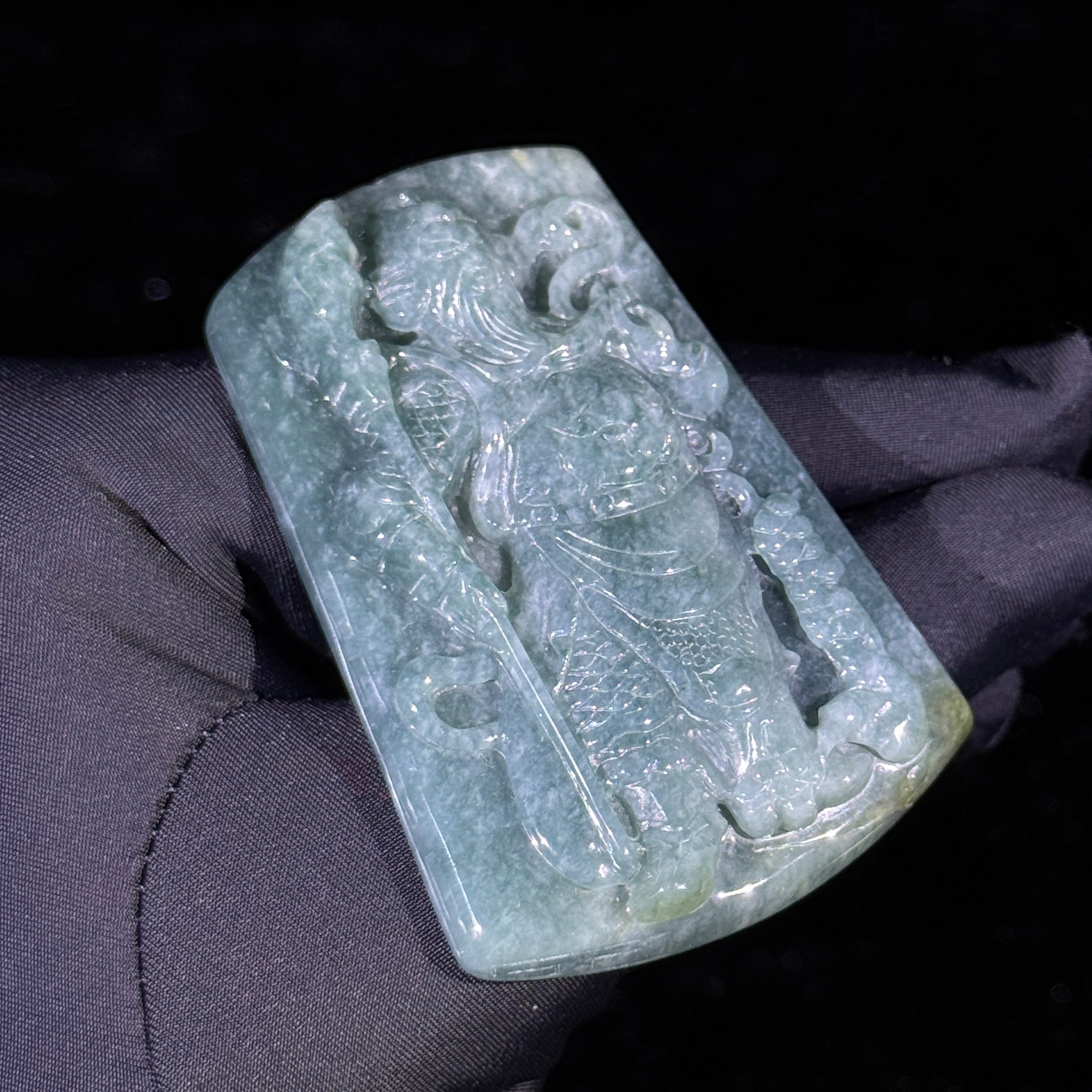 Type A Blueish Green Jade Guan Gong