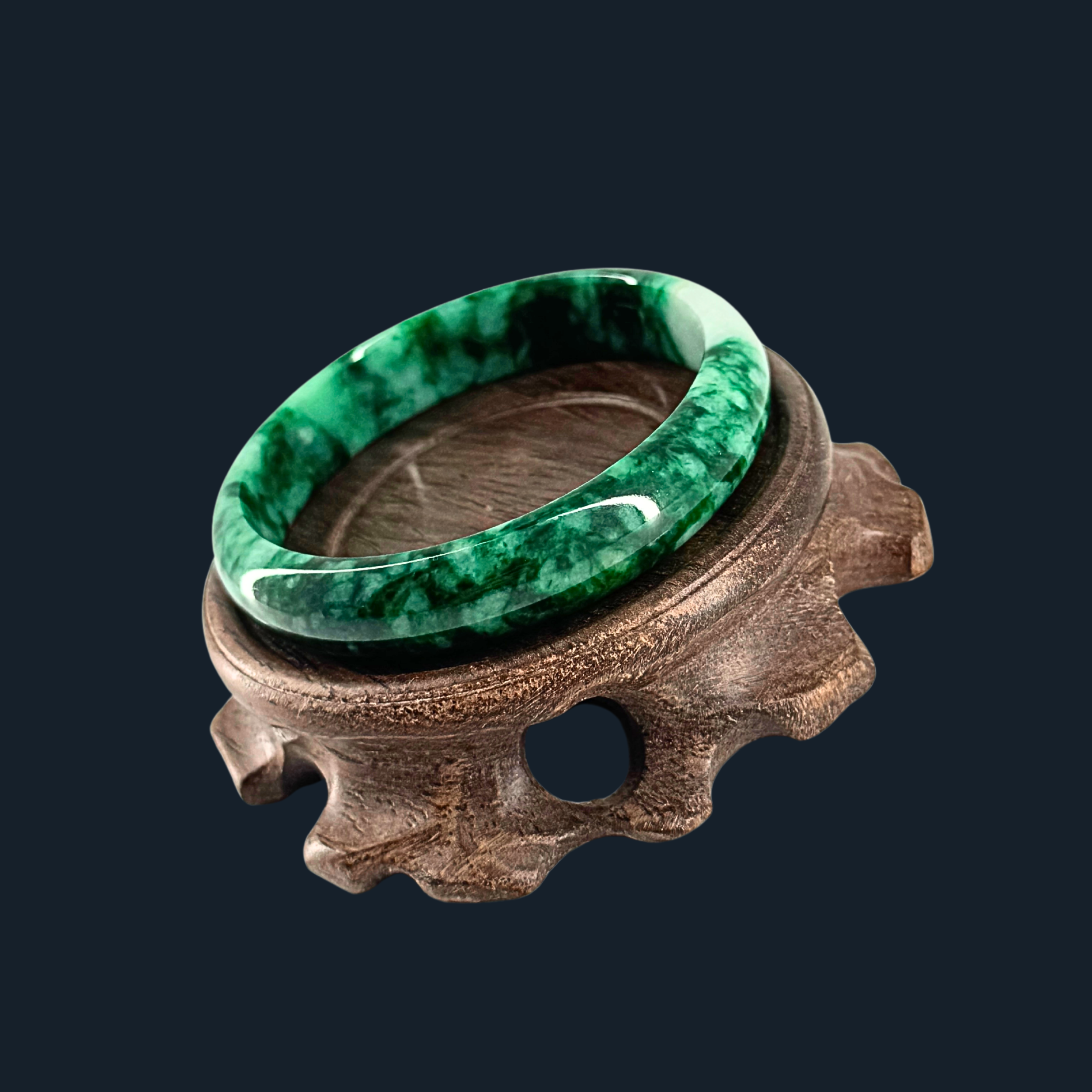 RARE Type A Intense Spicy Green Old Mine Jade Bangle