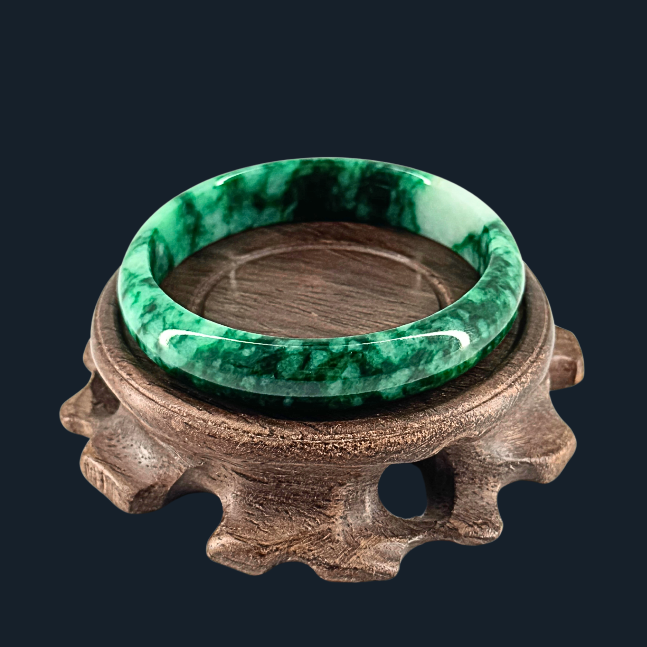 RARE Type A Intense Spicy Green Old Mine Jade Bangle