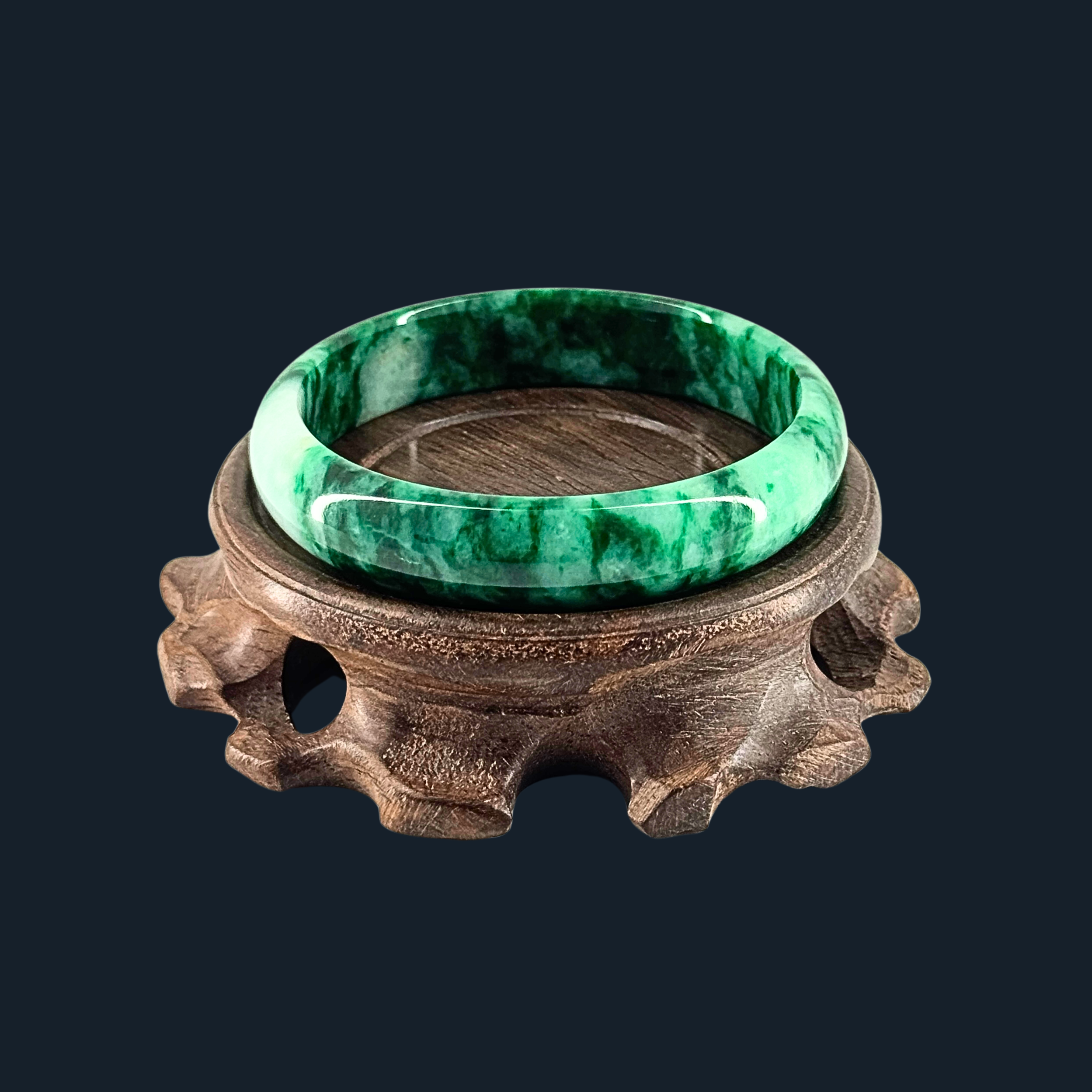 RARE Type A Intense Spicy Green Old Mine Jade Bangle