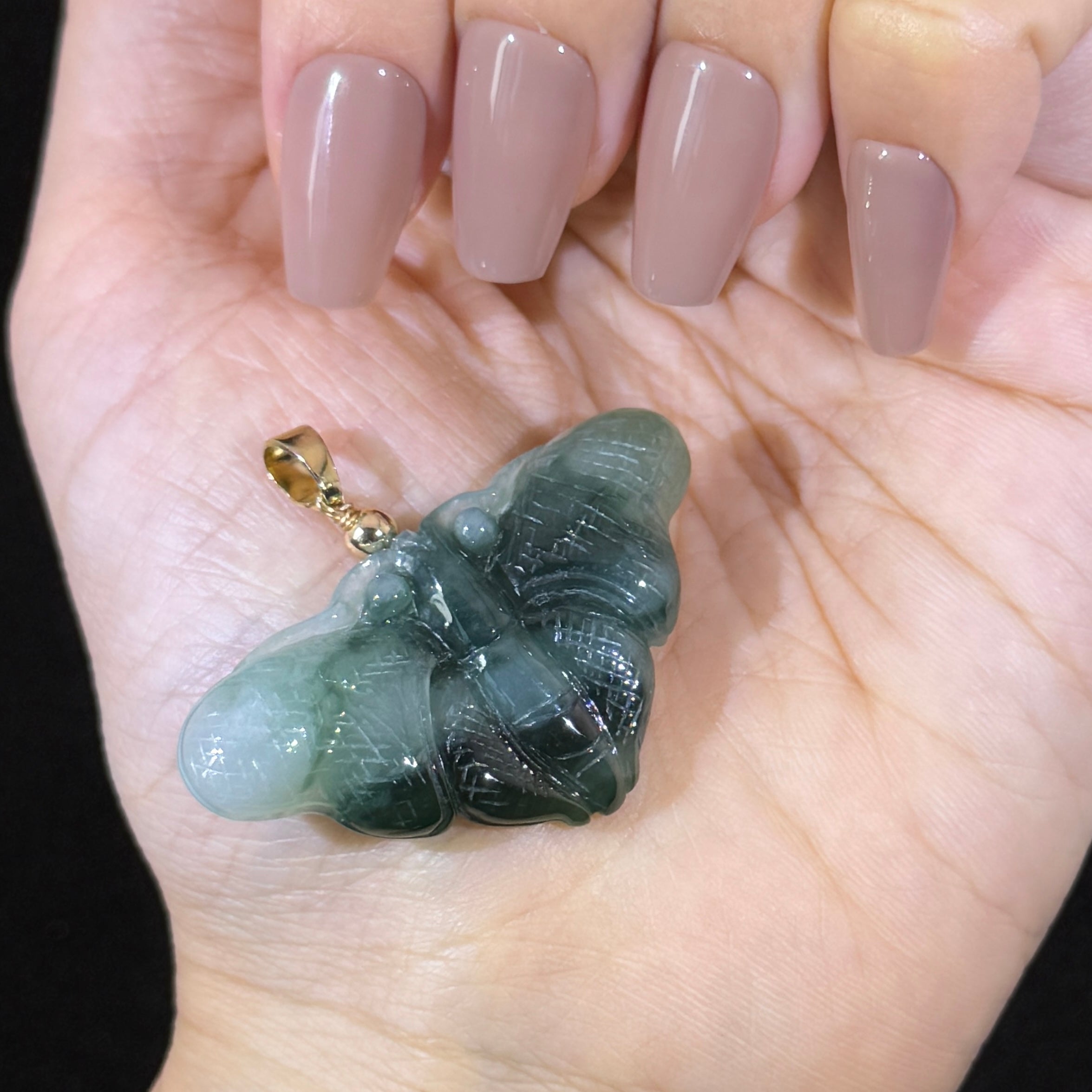 Type A Green Jade Butterfly Pendant