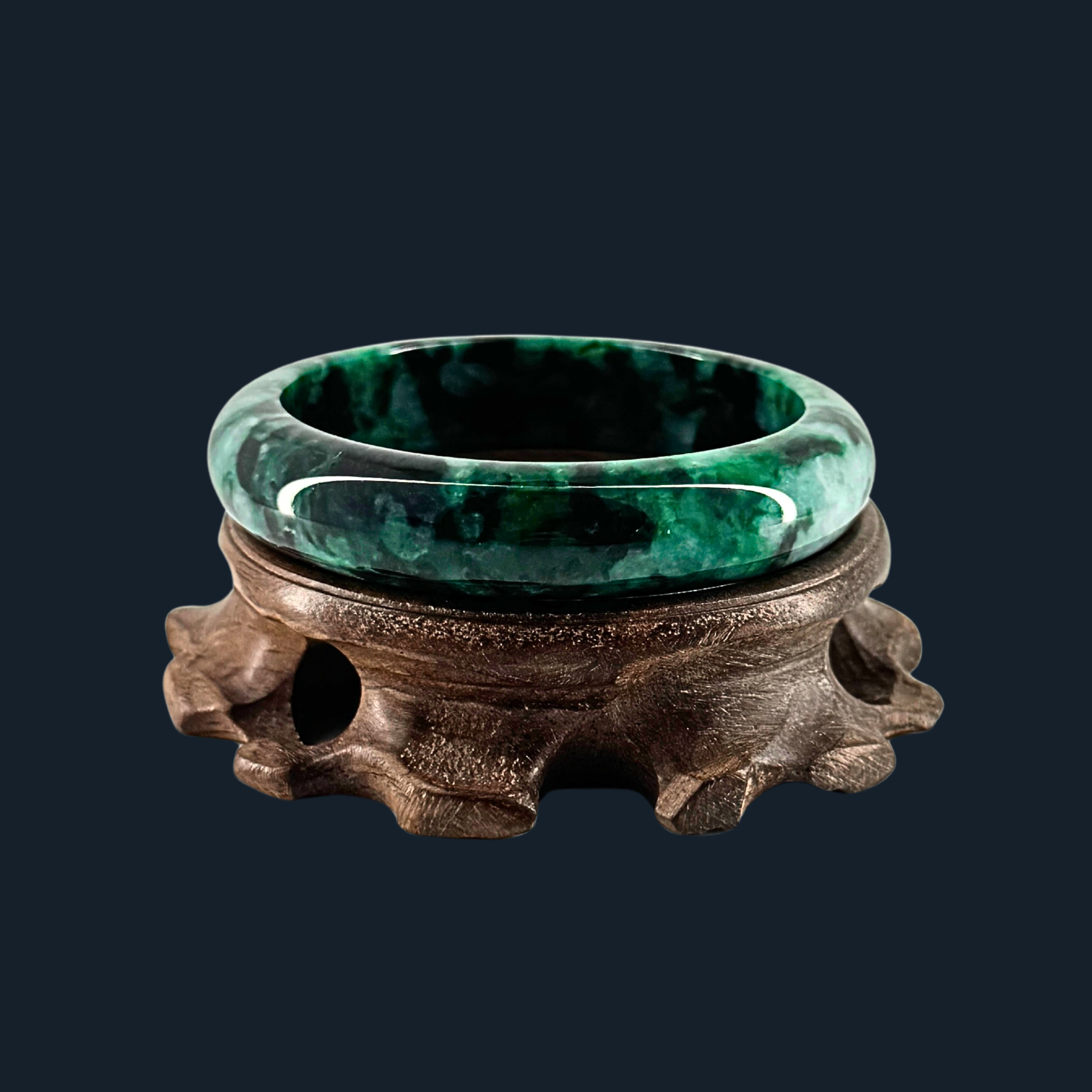 Type A Spicy Green Old Mine Jade Bangle