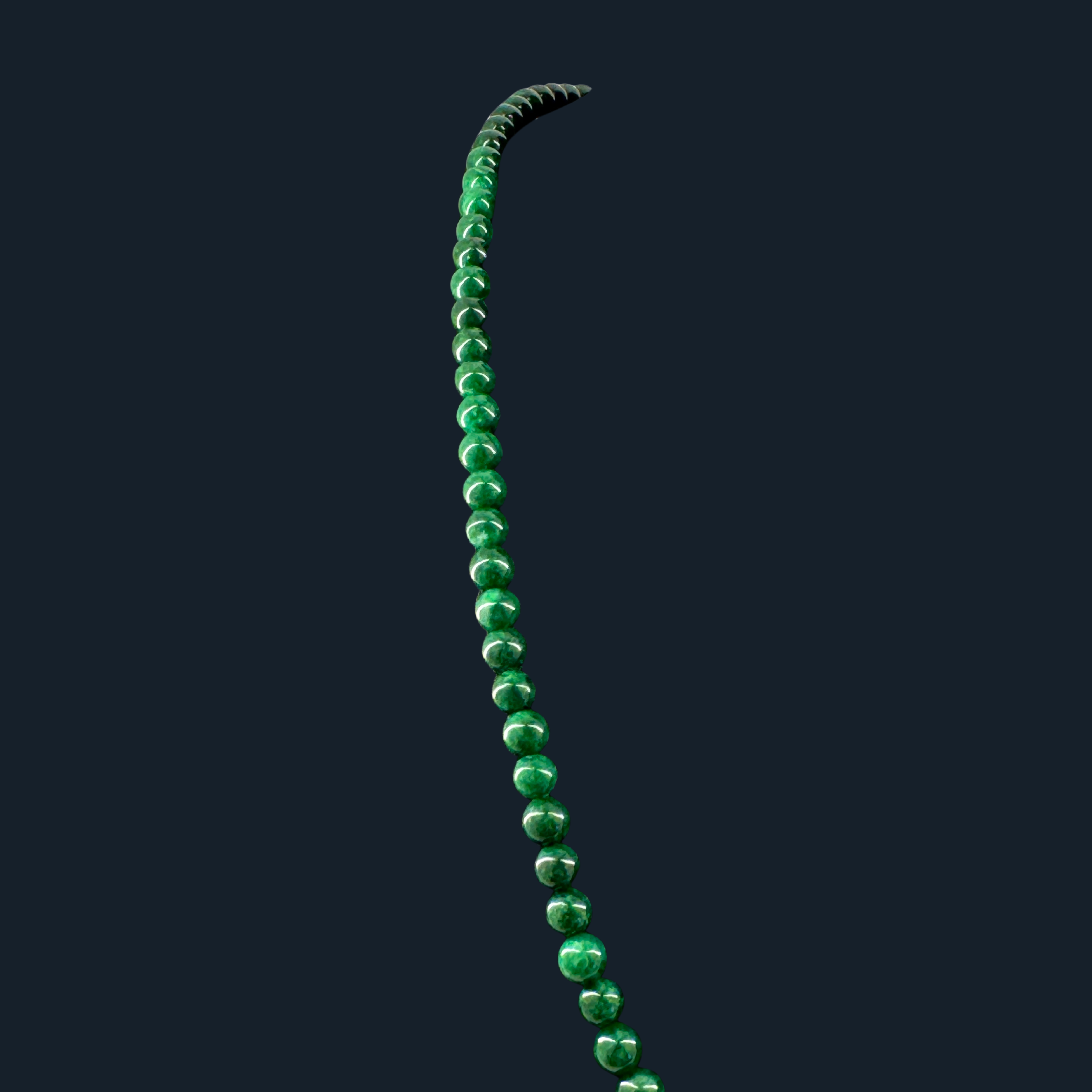 Type A Full Spicy Green Jade Beads Necklace NGI Cert