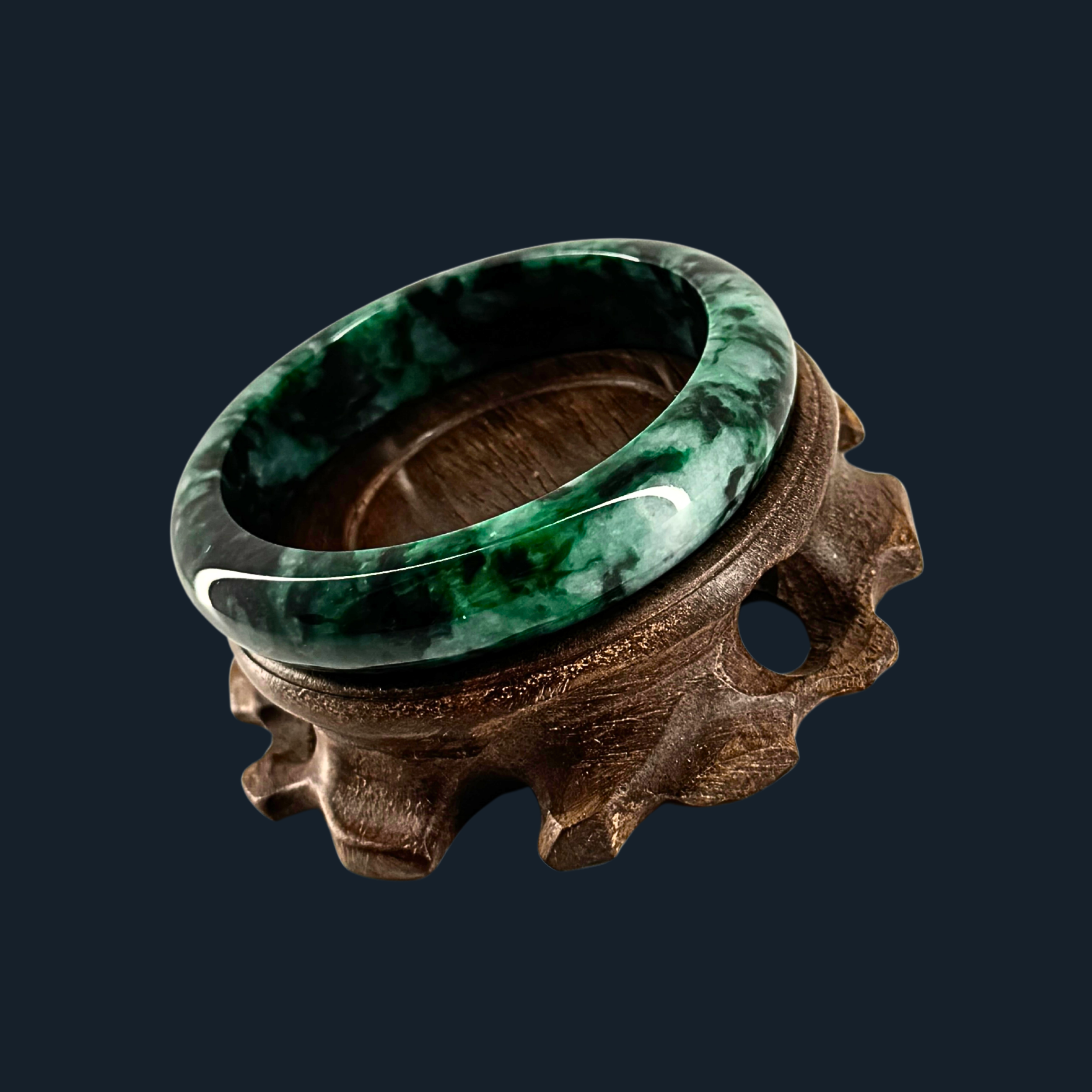 Type A Spicy Green Old Mine Jade Bangle