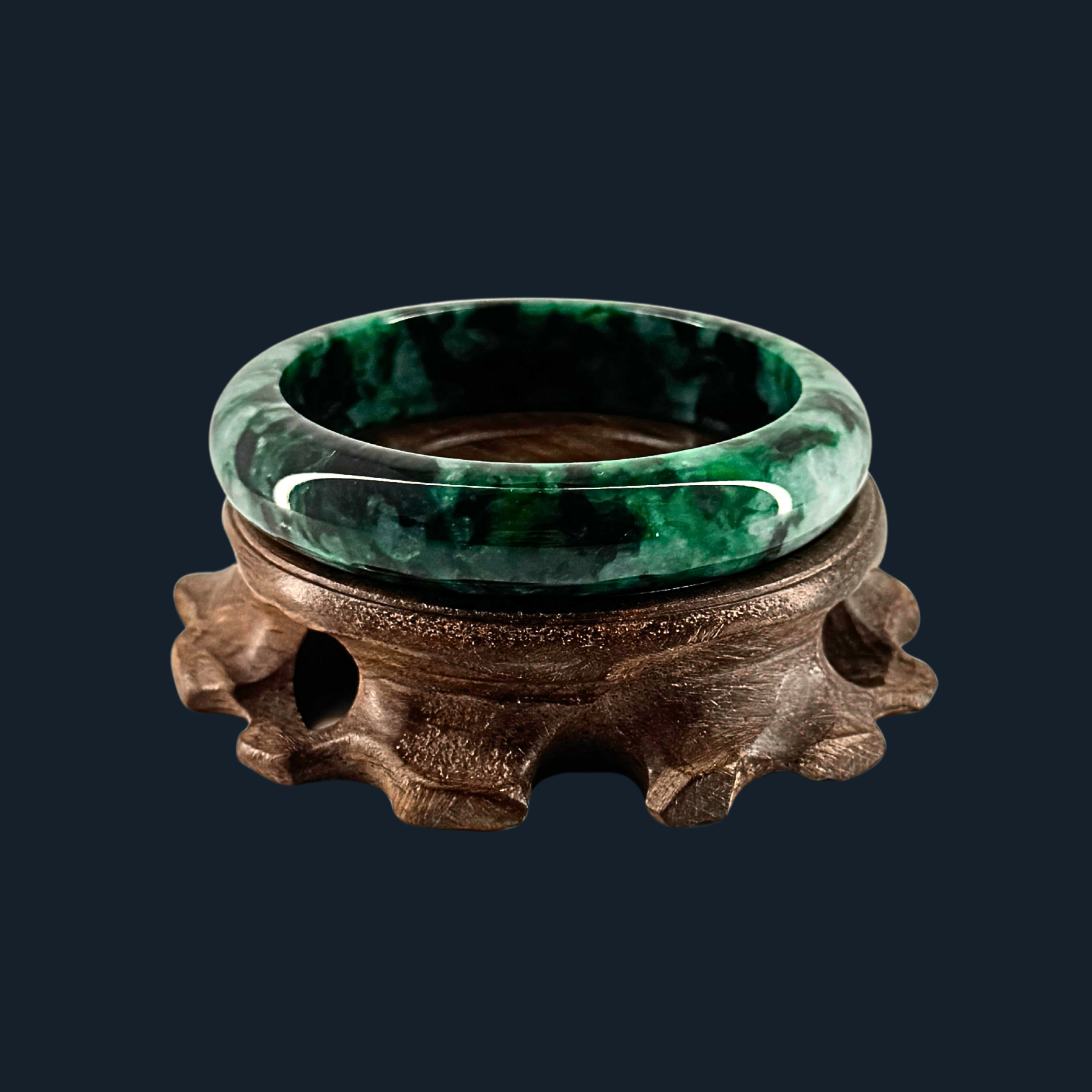Type A Spicy Green Old Mine Jade Bangle