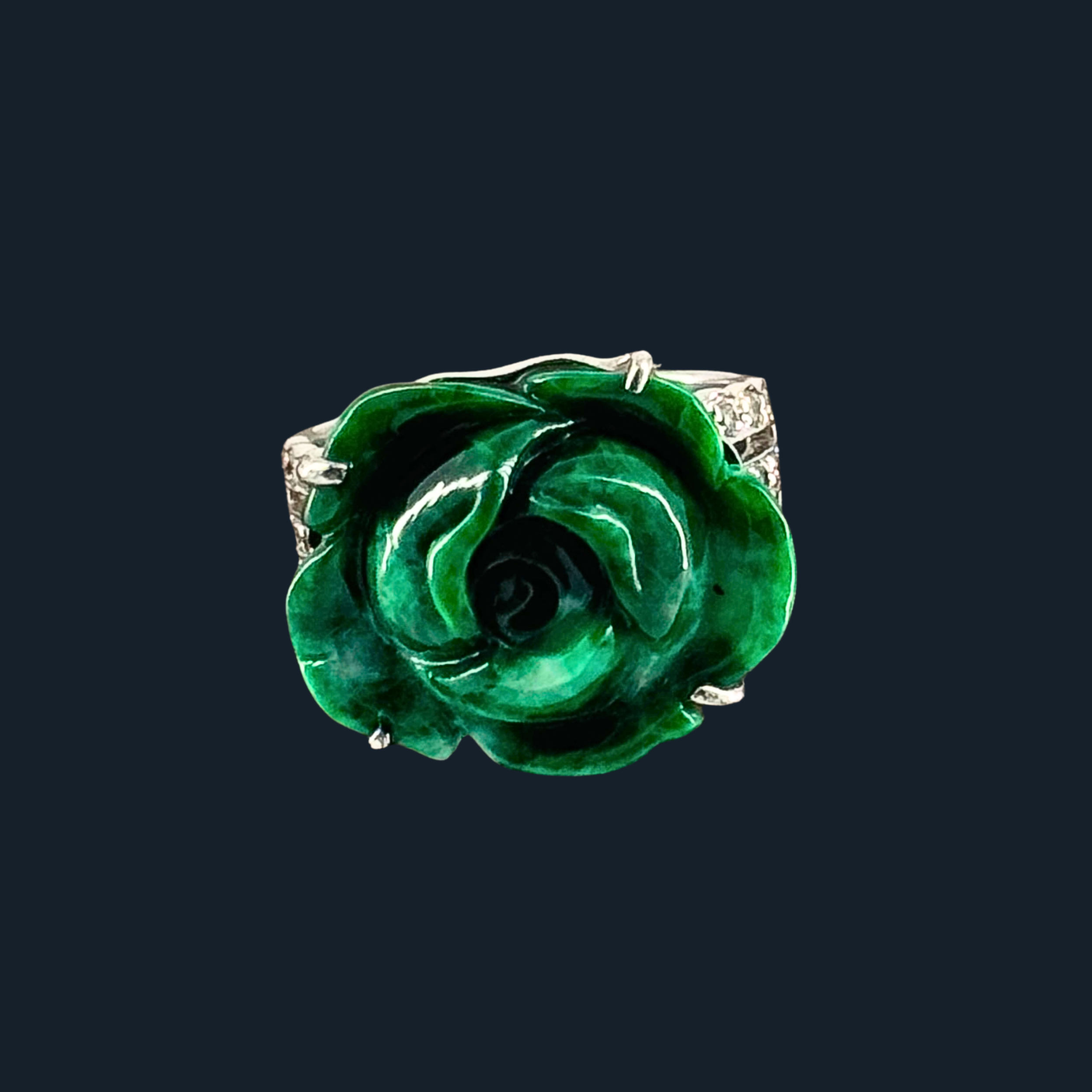 Type A Green Old Mine Jade Ring