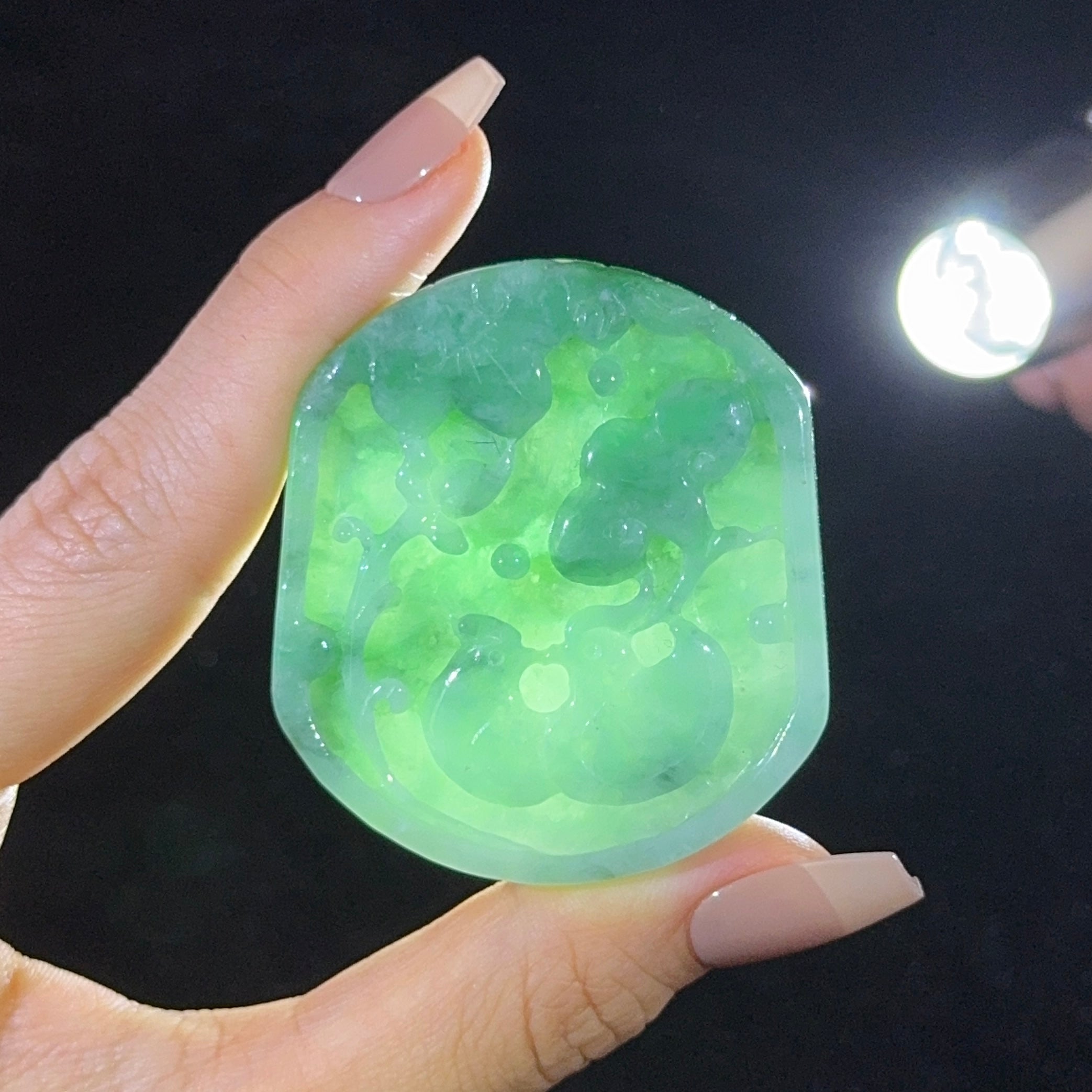Type A Green Jade Mandarin Ducks Pendant