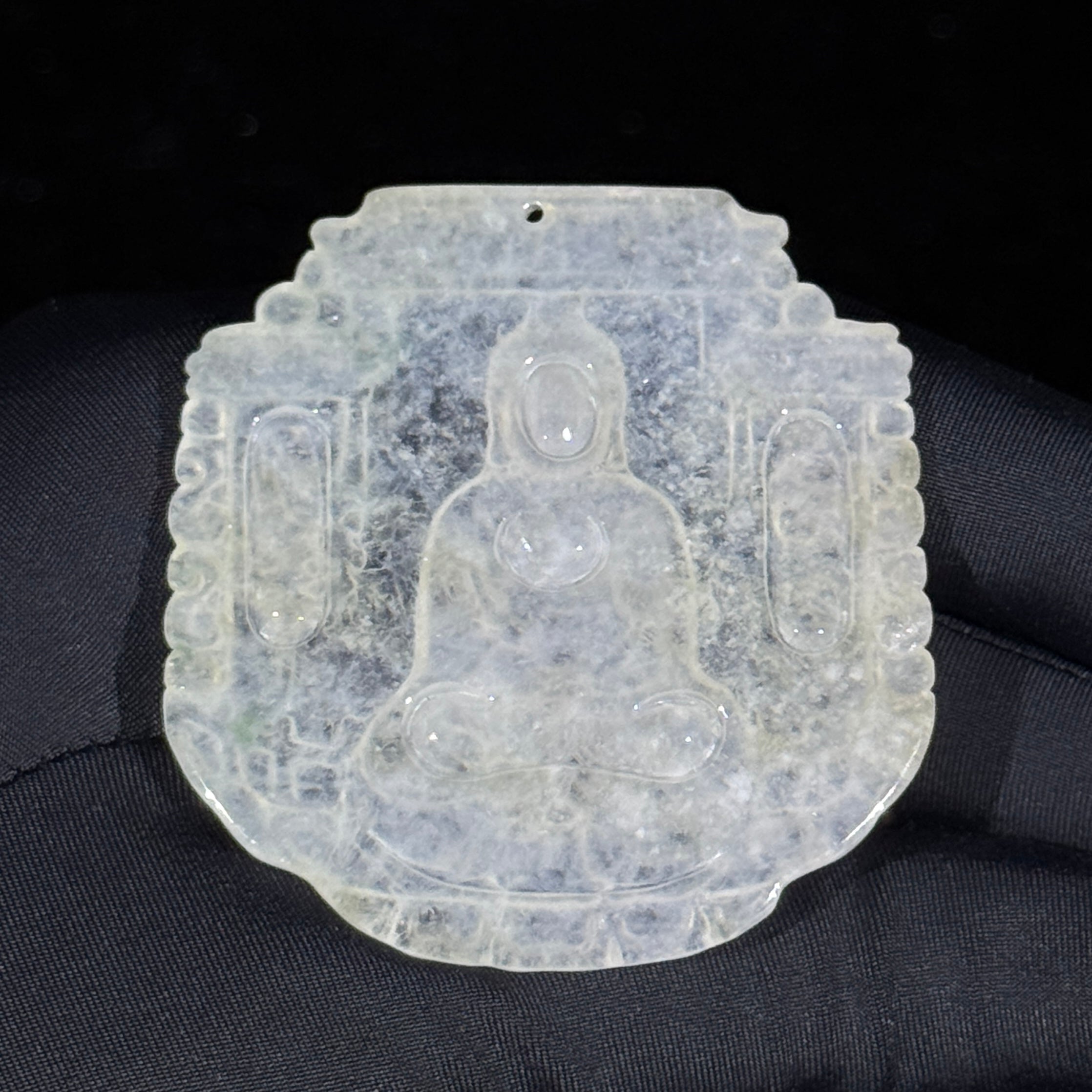 Type A Semi Icy White Jade Amitabha Buddha