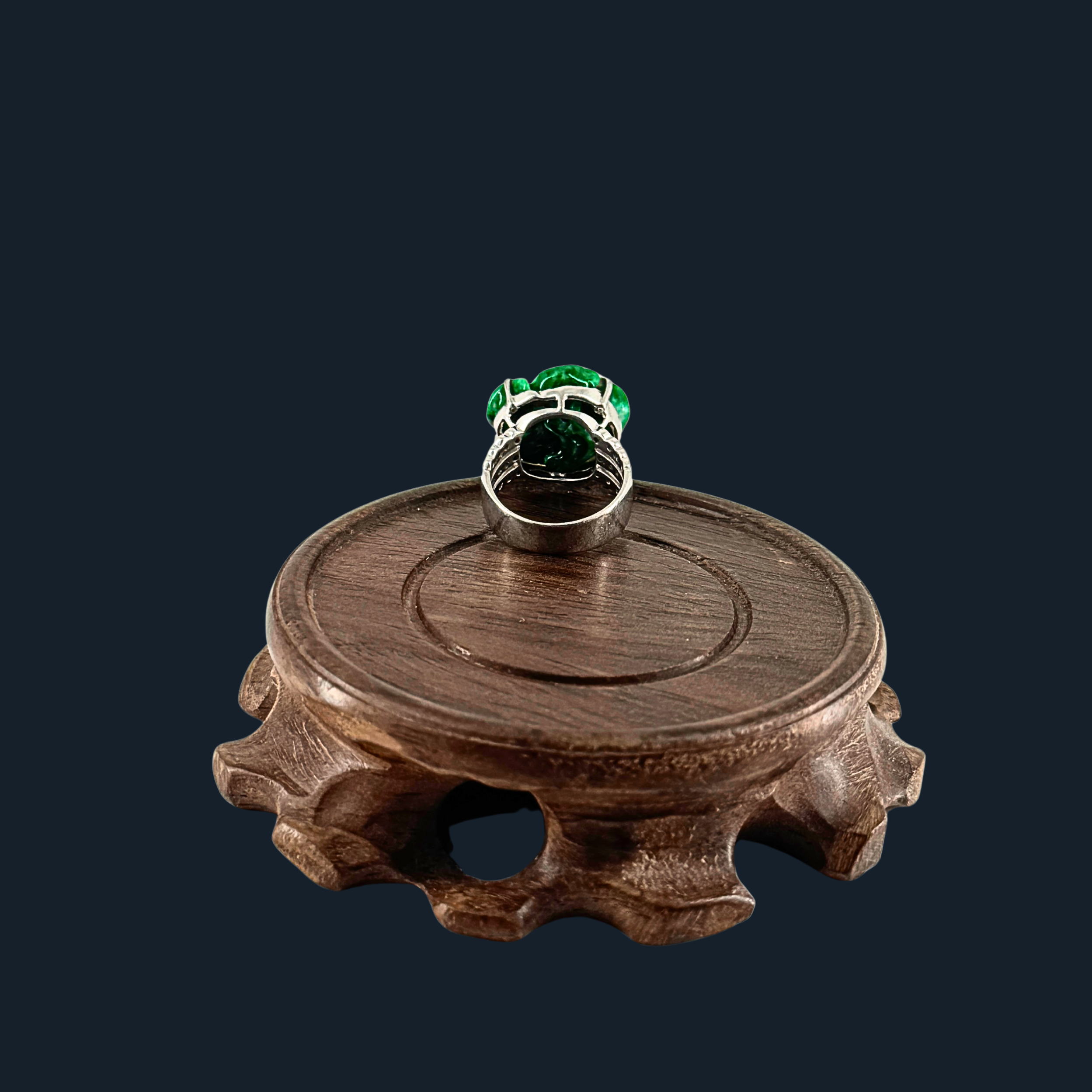 Type A Green Old Mine Jade Ring