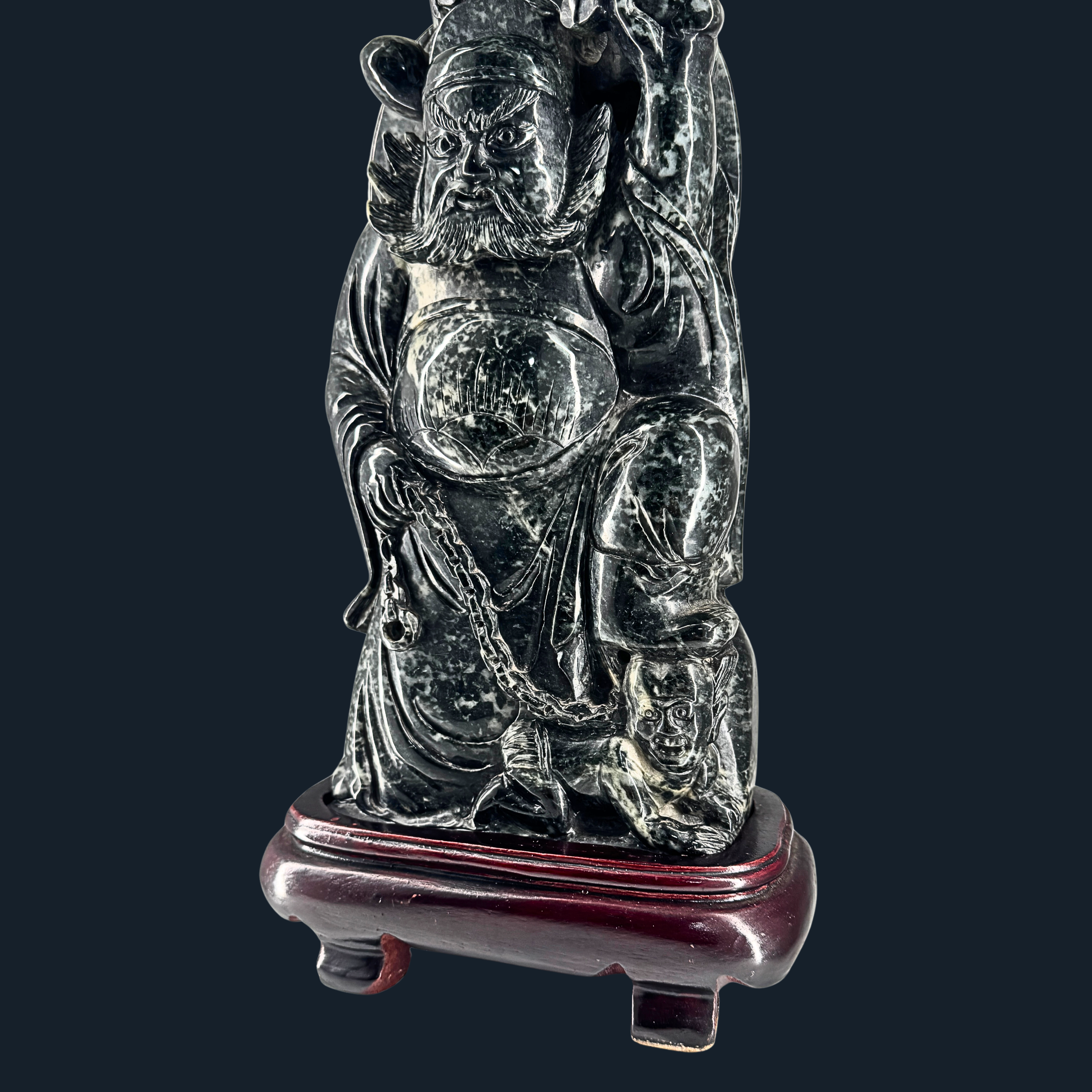 Type A Black Jade Zhong Kui Display