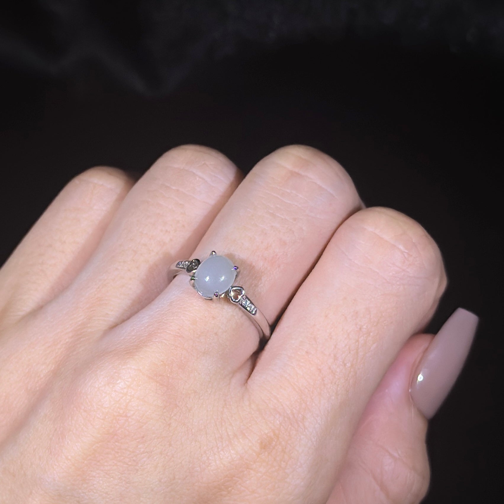 925 Sliver Type A Jade Ring