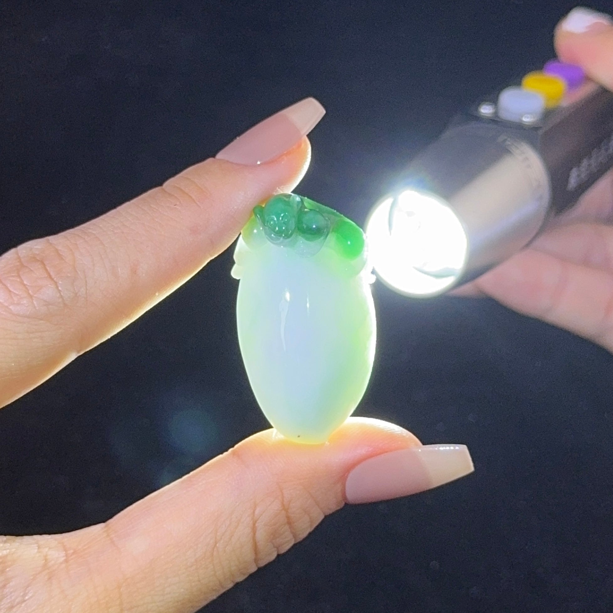 Type A Green Jade Monkey Offers Peach Pendant
