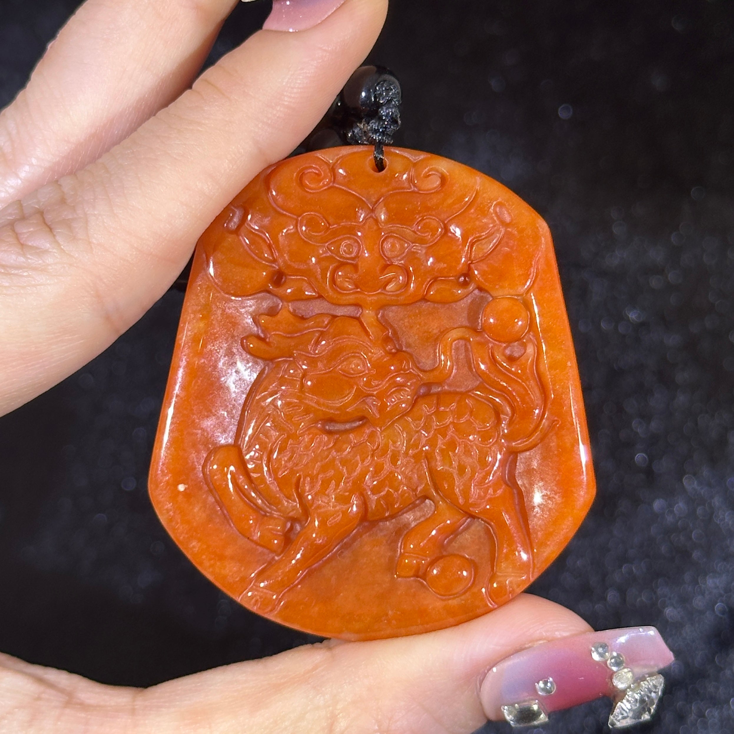 Type A Red Jade Kirin Symbol of Prosperity