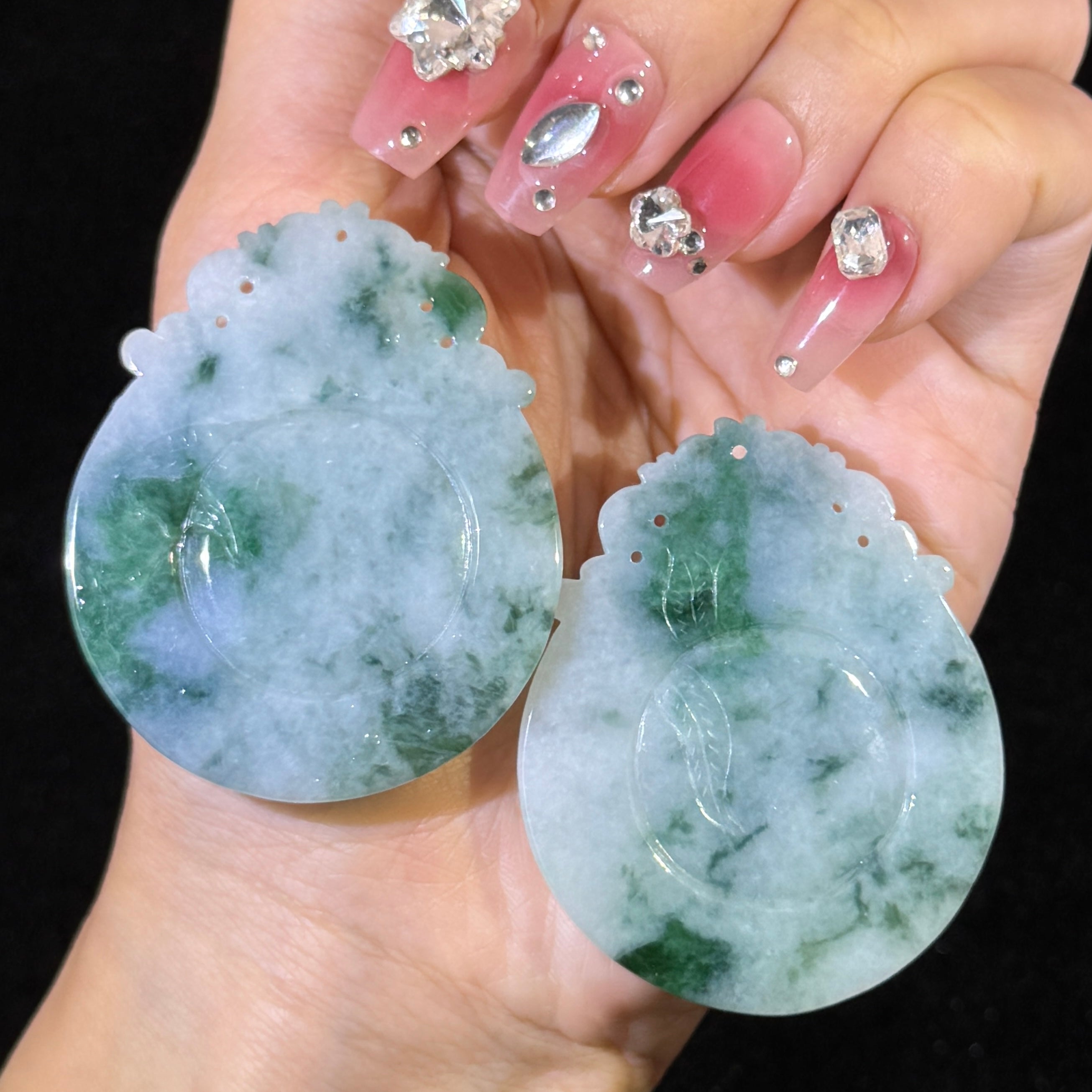 Type A Green Jade Dragon Phoenix Pendant