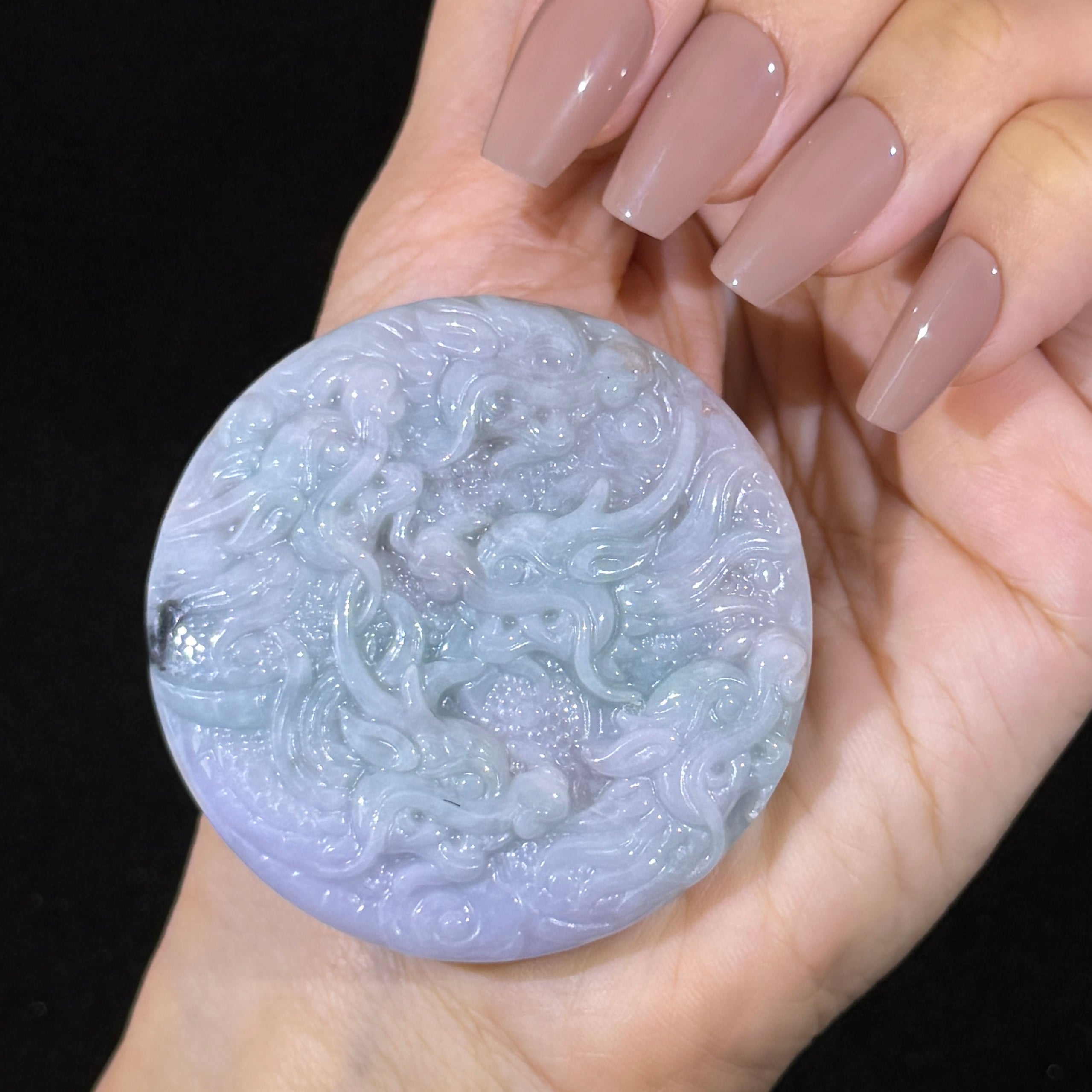 Type A Green Jade 9 Dragons Pendant
