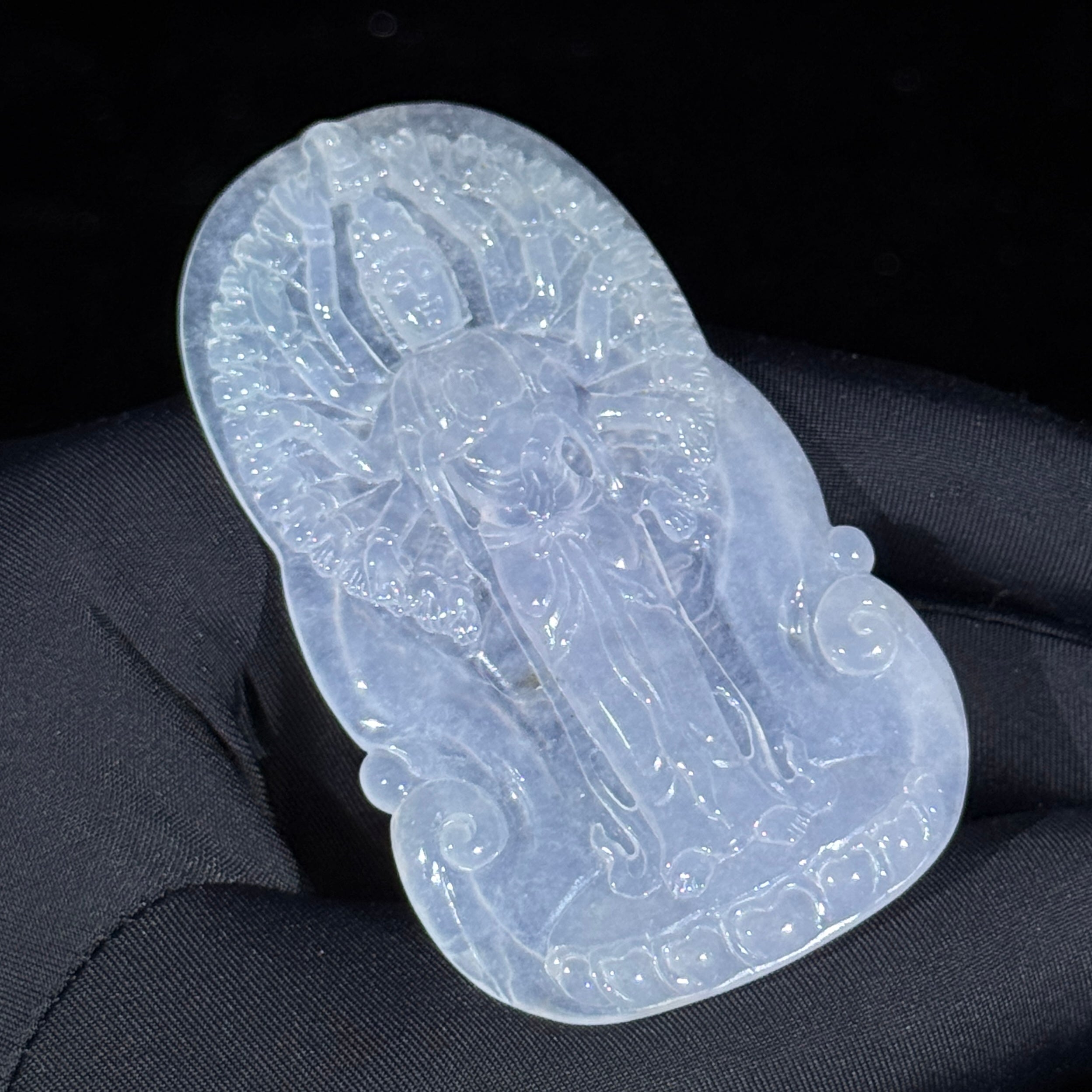 Type A Semi Icy White Jade Thousand Hands Guan Yin