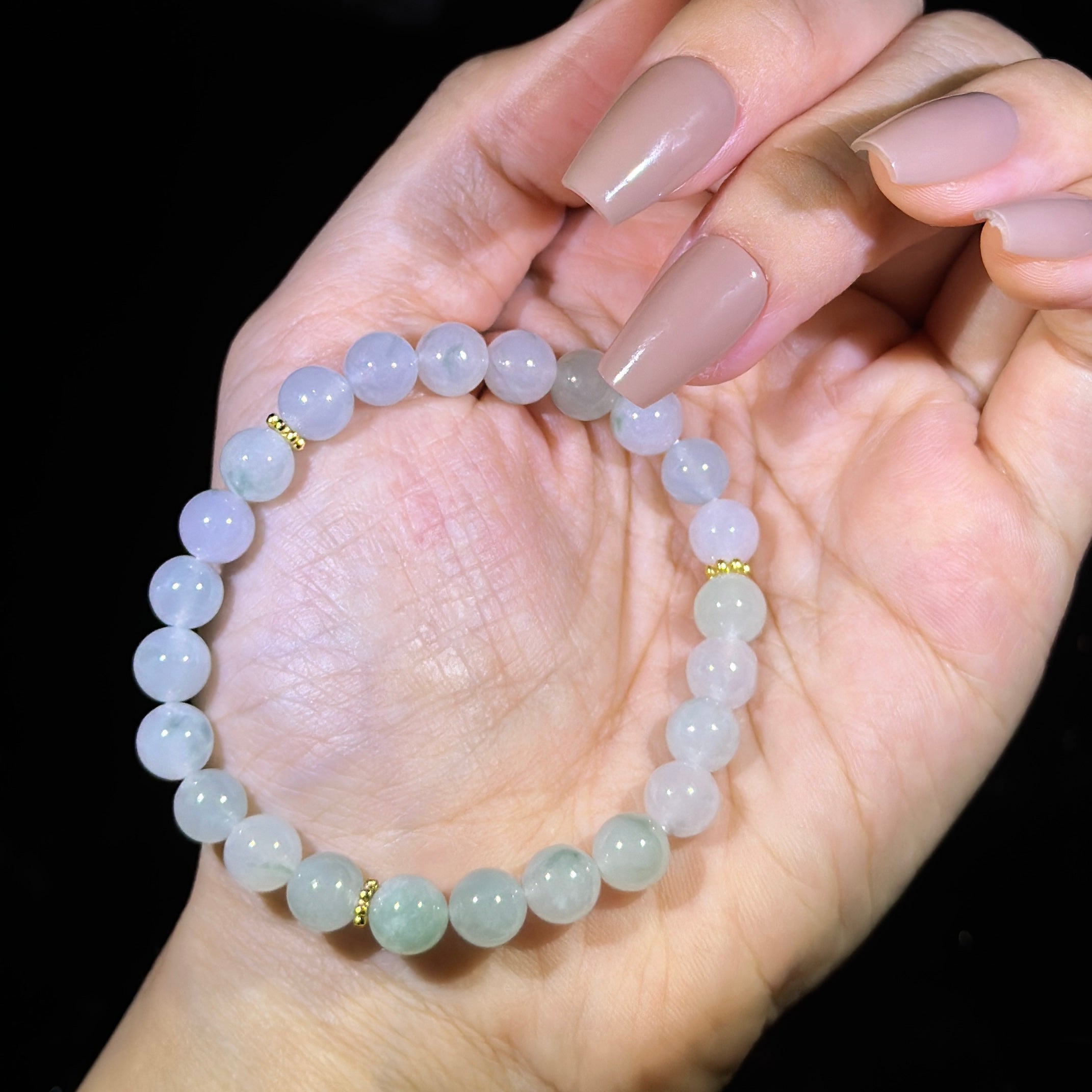 Type A Semi Icy Green Jade Bracelet