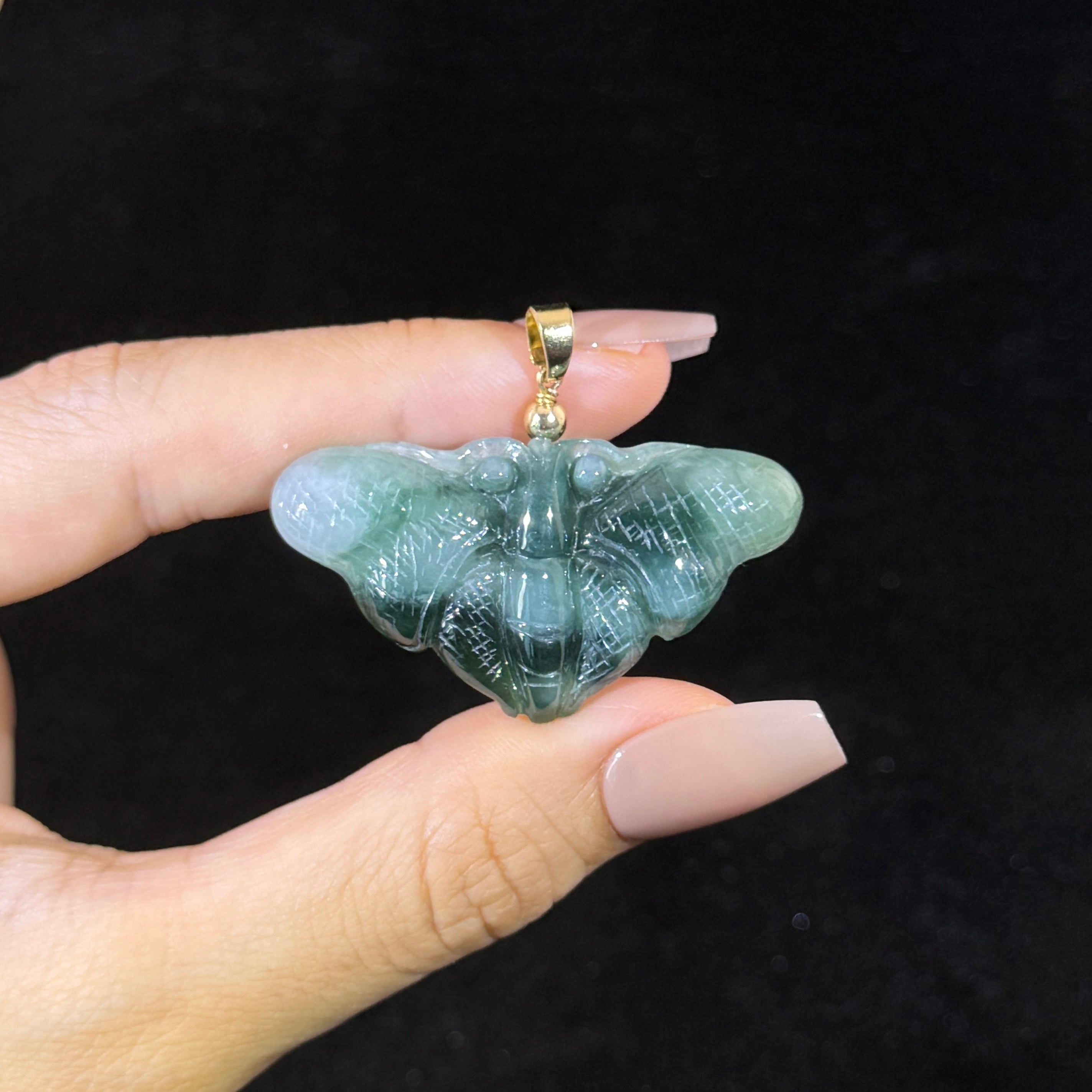 Type A Green Jade Butterfly Pendant