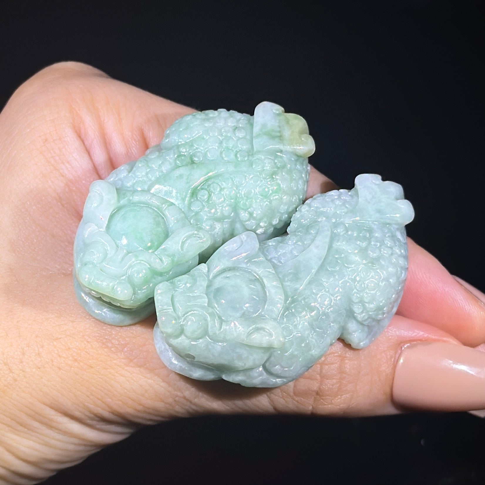 Type A Green Jade Pixiu Pair Display
