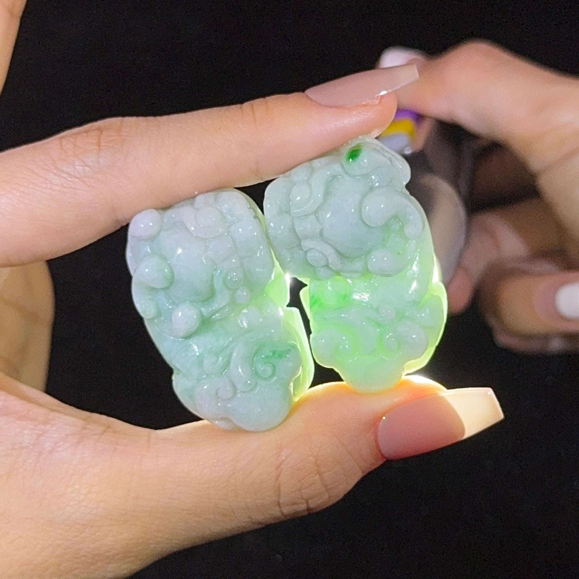 Type A Green Jade Pixiu Pair Display