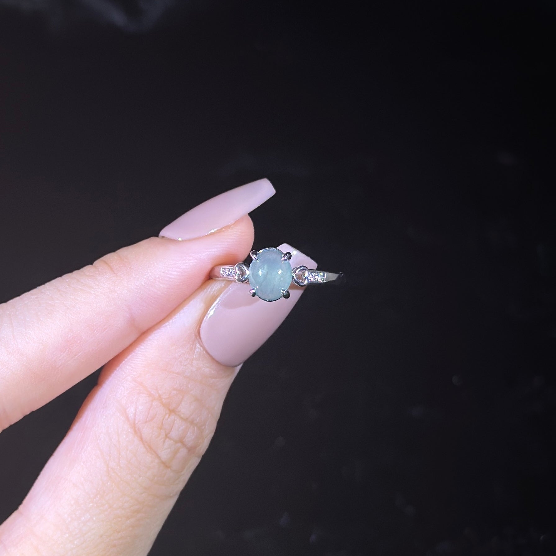 925 Sliver Type A Jade Ring