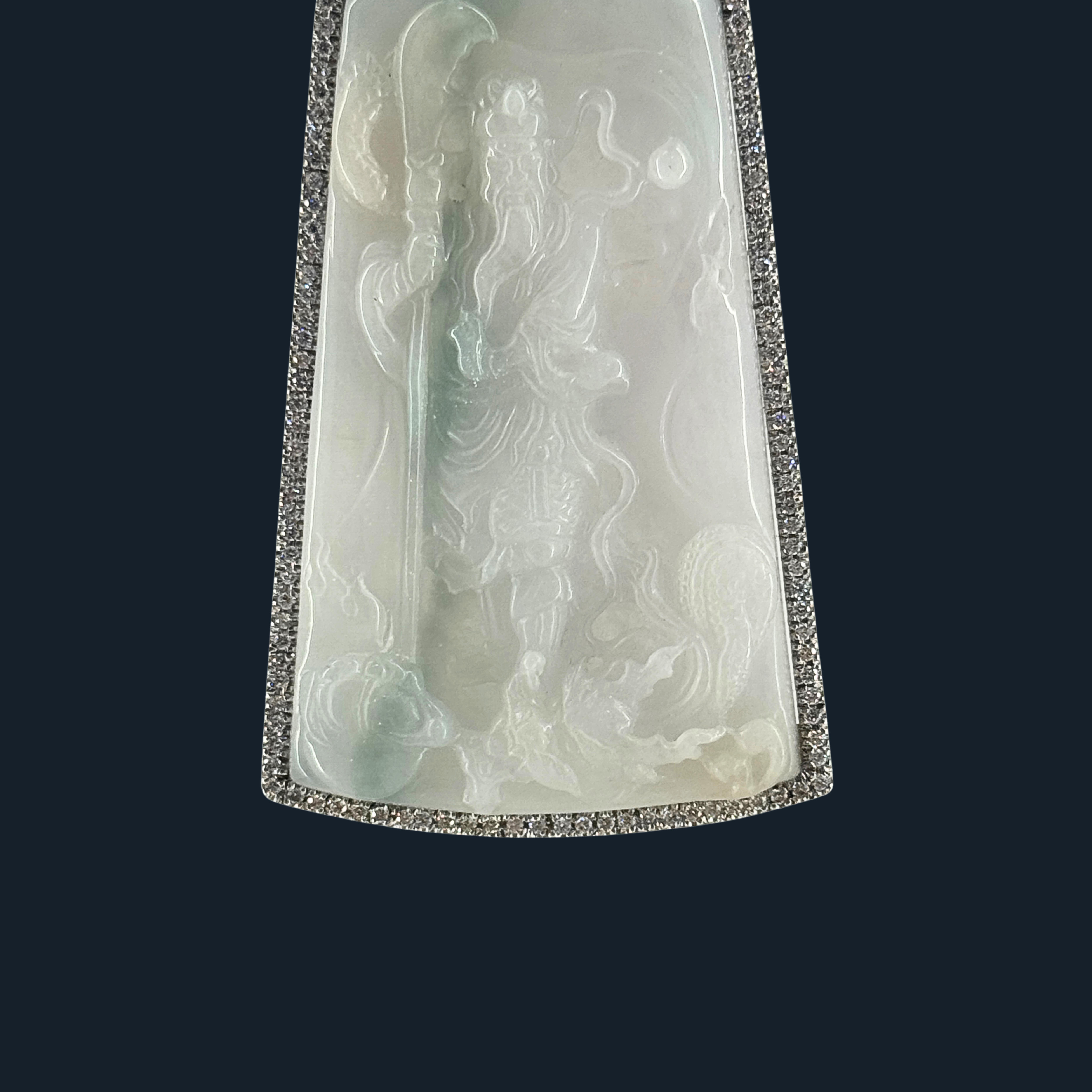💎 ICED Green Jade Guan Gong & Dragon Pendant