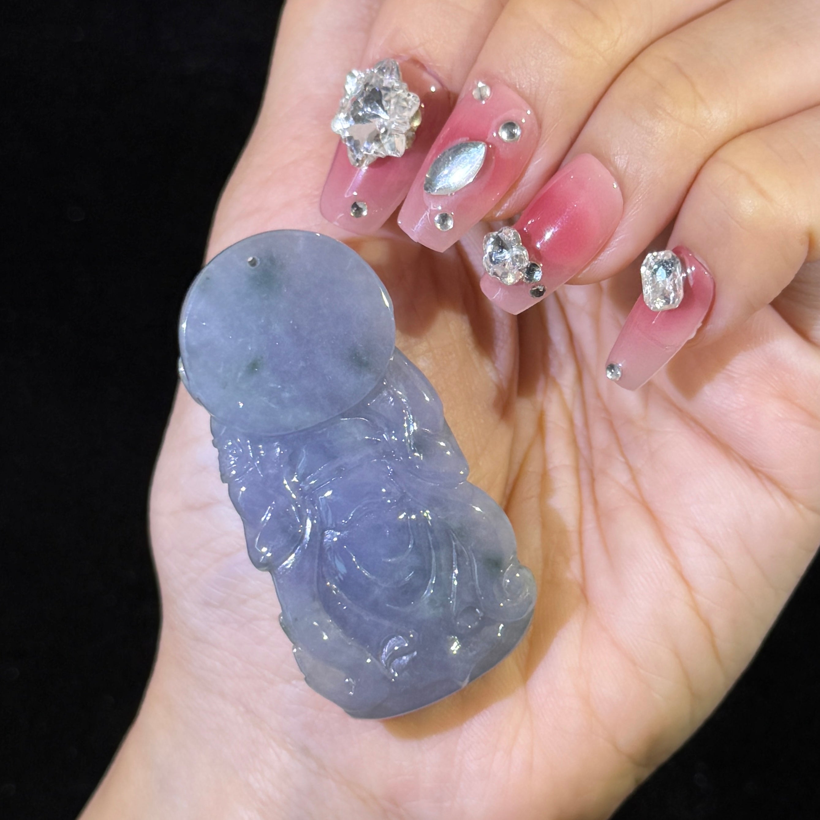 Type A Black Jade Guan Gong Pendant