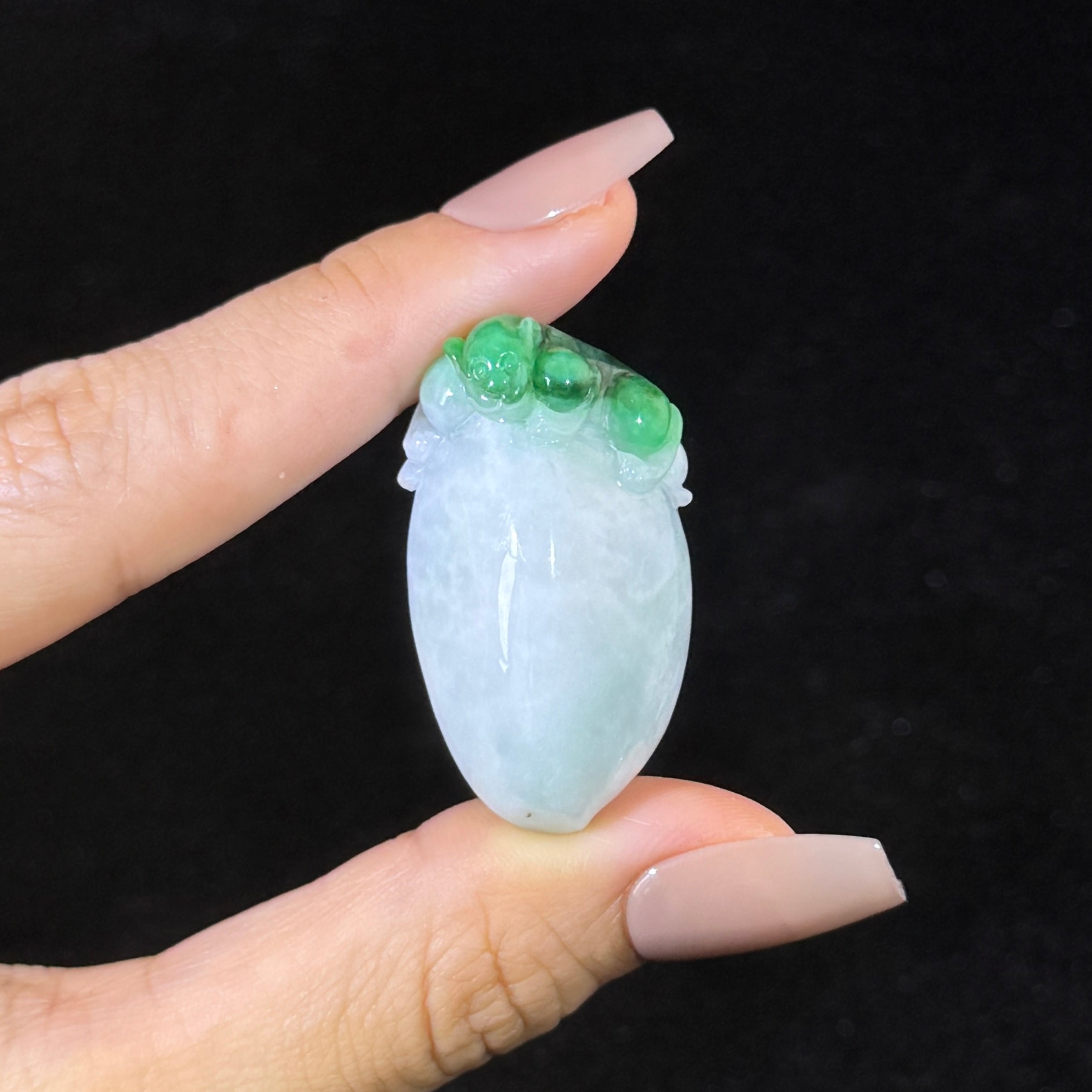 Type A Green Jade Monkey Offers Peach Pendant