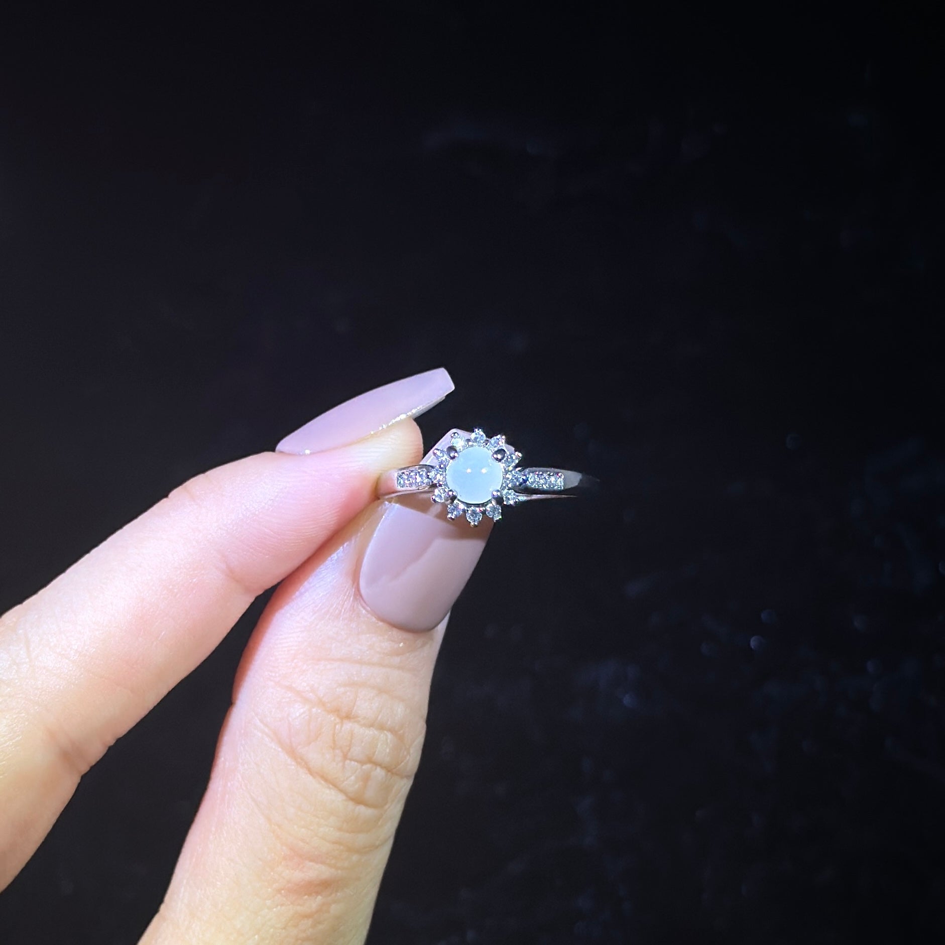 925 Sliver Type A Jade Ring
