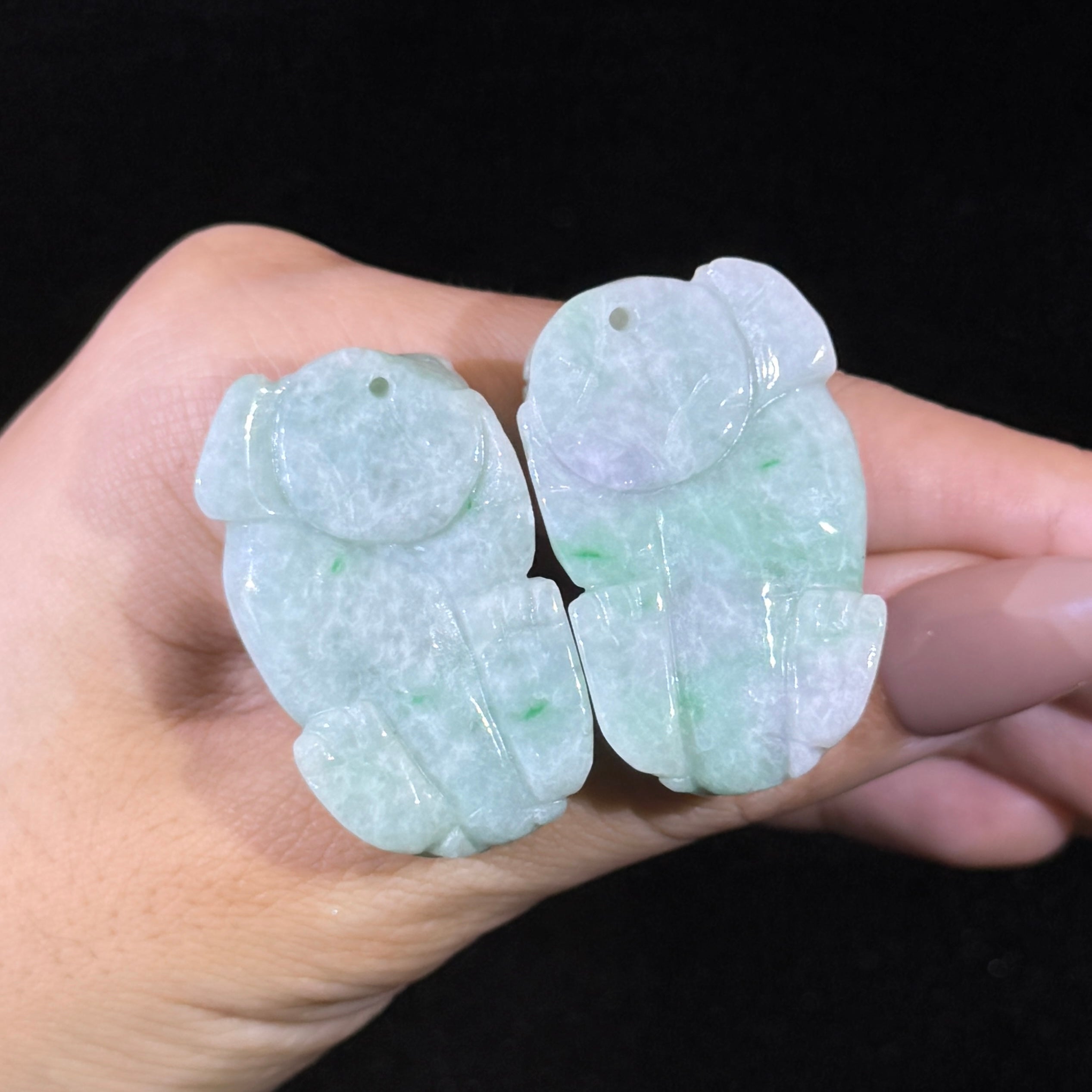 Type A Green Jade Pixiu Pair Display