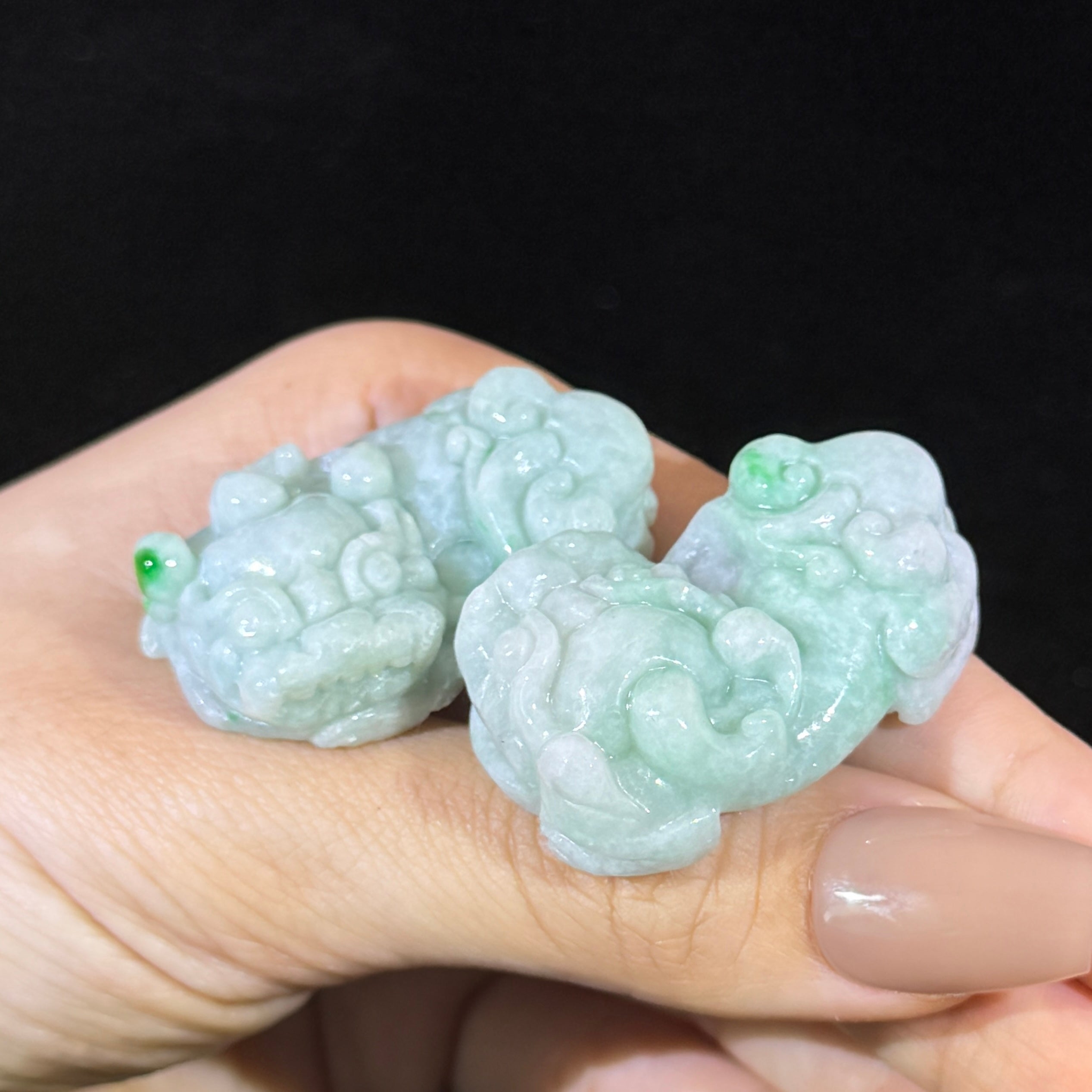 Type A Green Jade Pixiu Pair Display