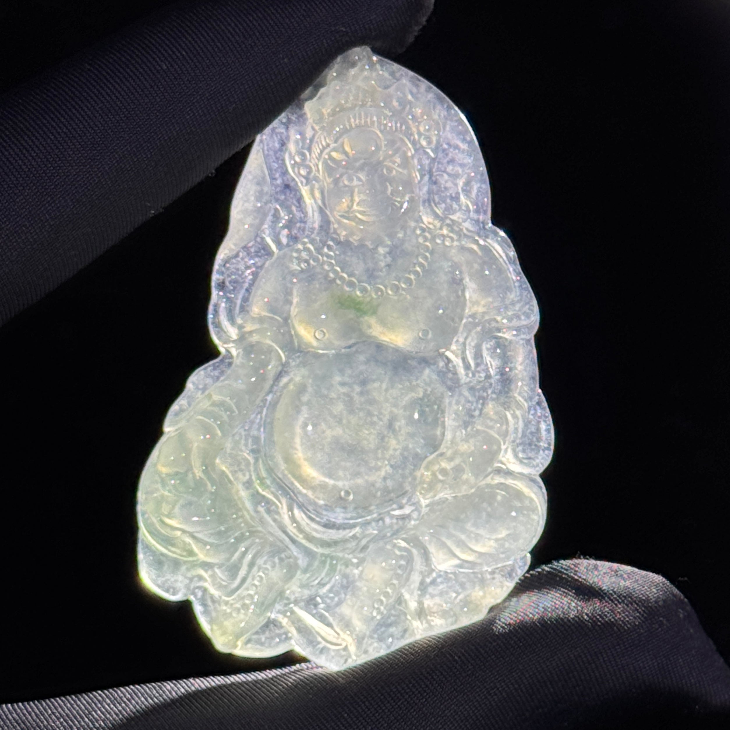 Type A Semi Icy Green Jade Jambhala